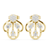 Teardrop and Floral Diamond Earrings with Elegant Openwork Design