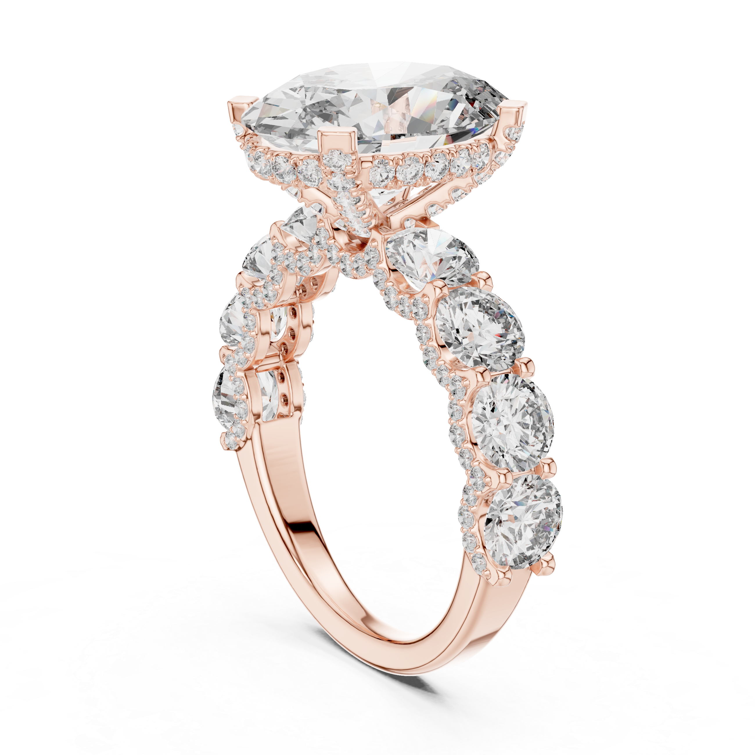 Oval Halo Diamond Eternity Ring