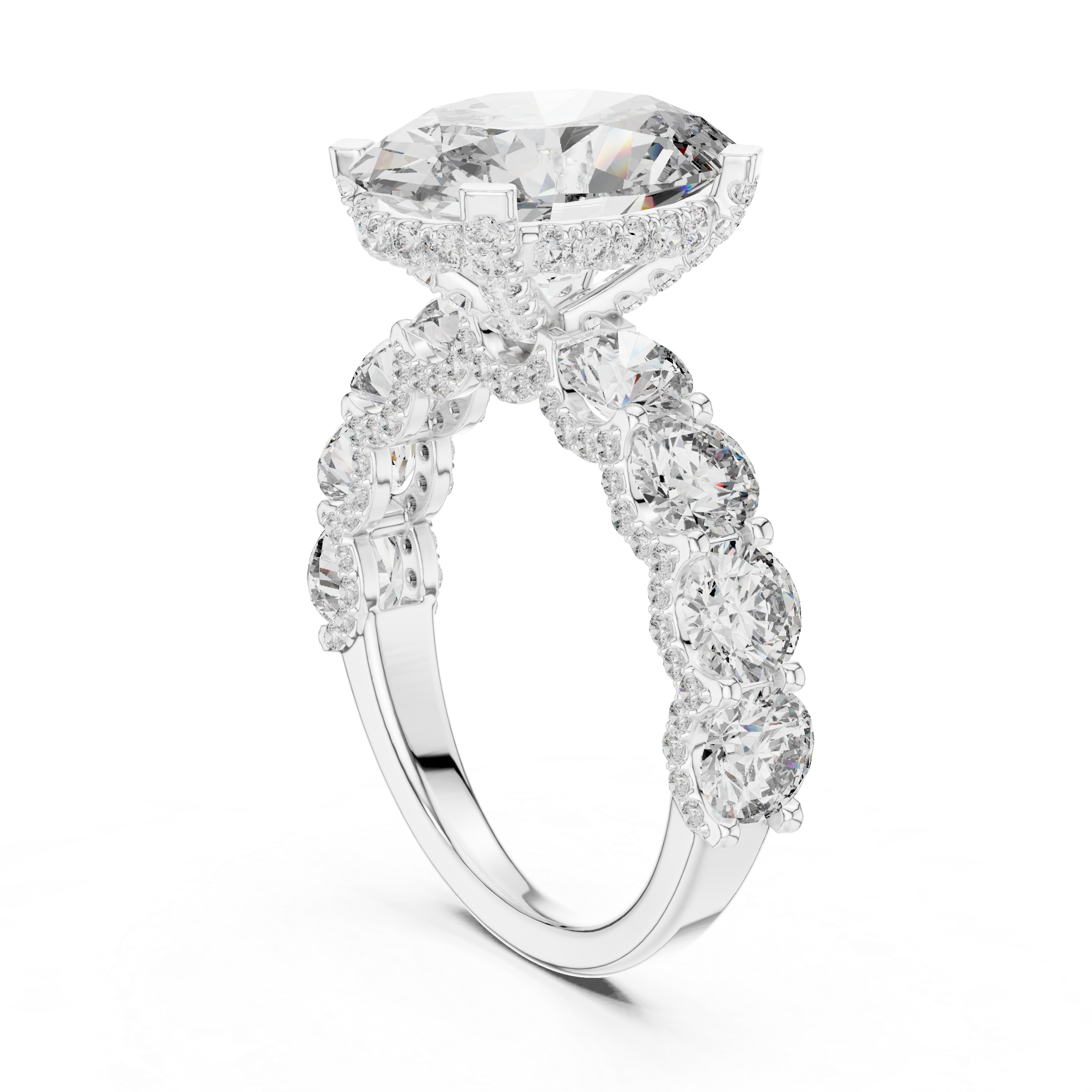 Oval Halo Diamond Eternity Ring