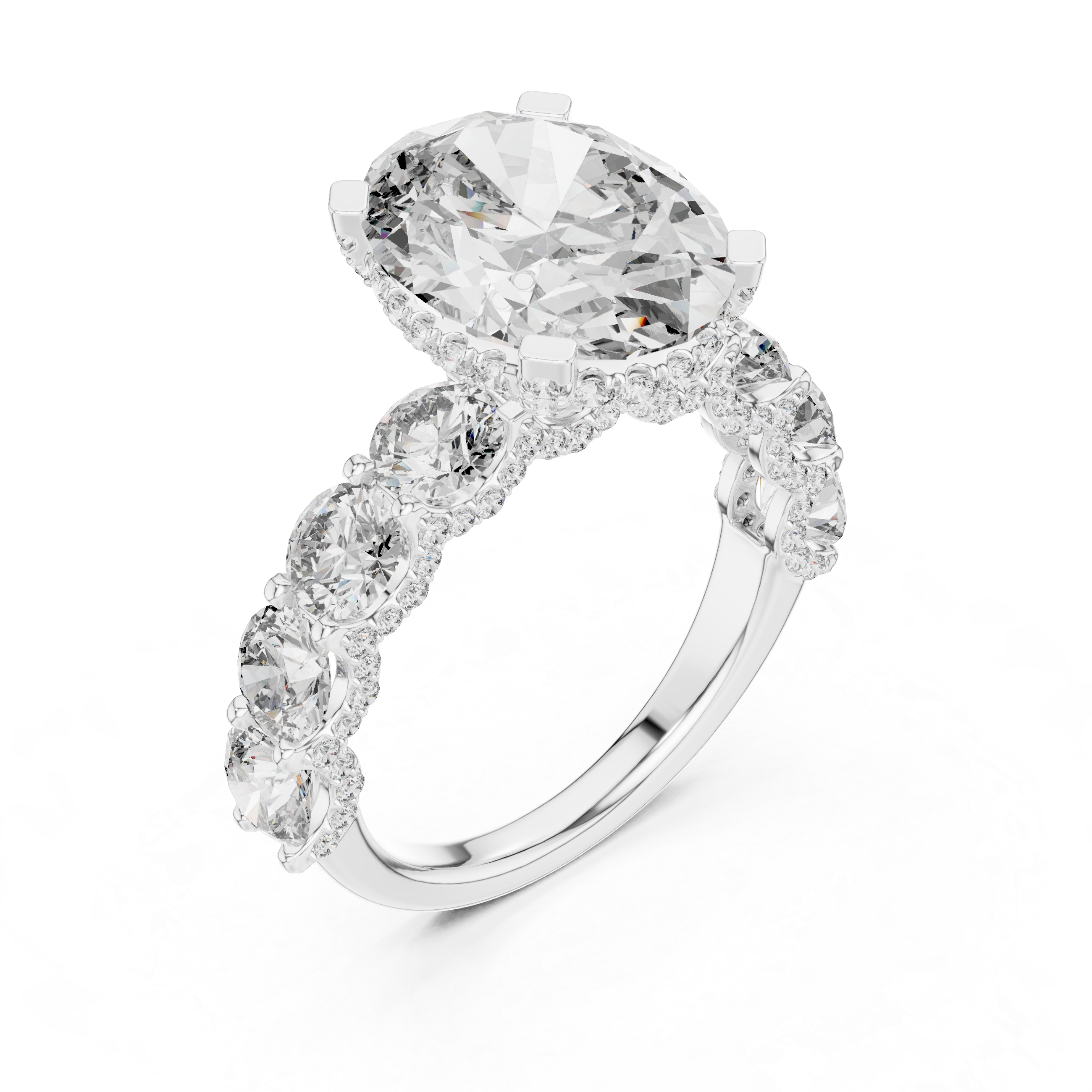 Oval Halo Diamond Eternity Ring