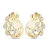 Flowing Wave Earrings with Teardrop Diamond Accents