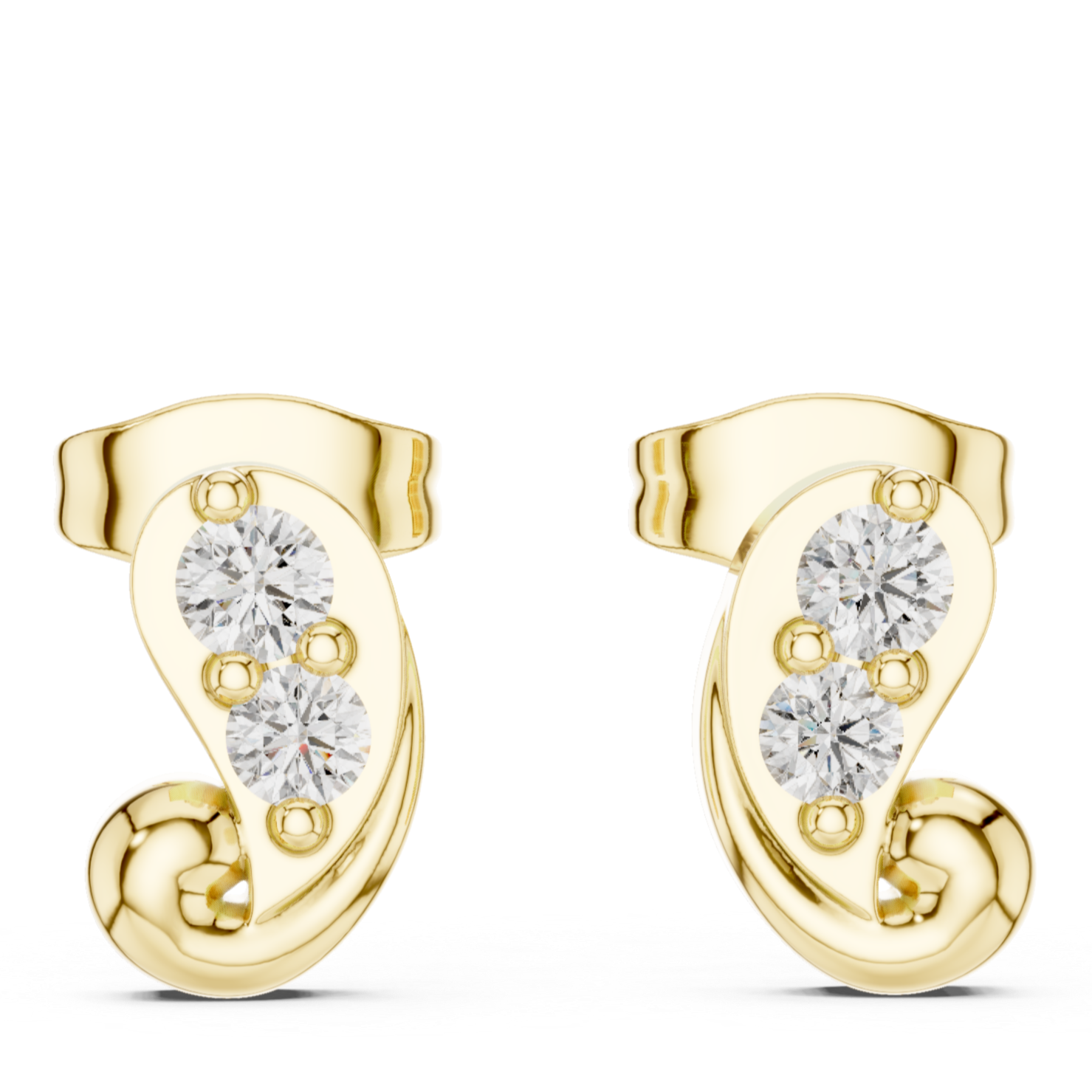 Swirl stud earrings with sparkling