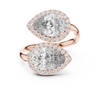Double Pear-Shaped Halo Diamond Ring