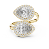 Double Pear-Shaped Halo Diamond Ring