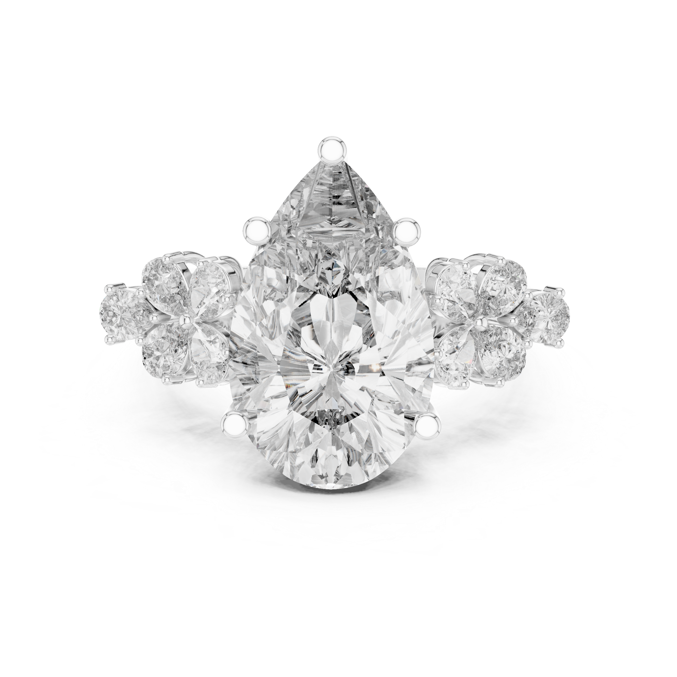 Floral-Inspired Pear-Shaped Diamond Ring