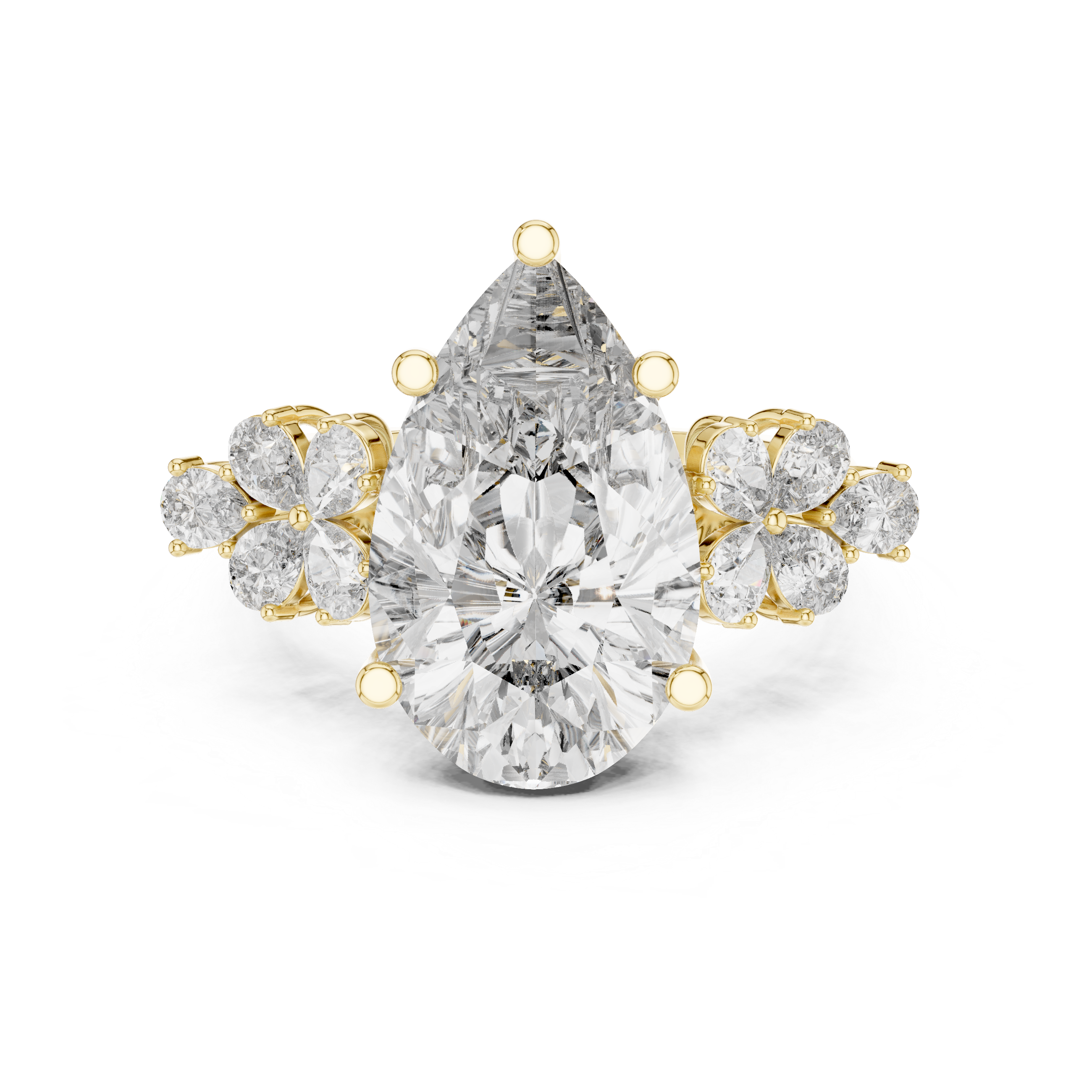 Floral-Inspired Pear-Shaped Diamond Ring