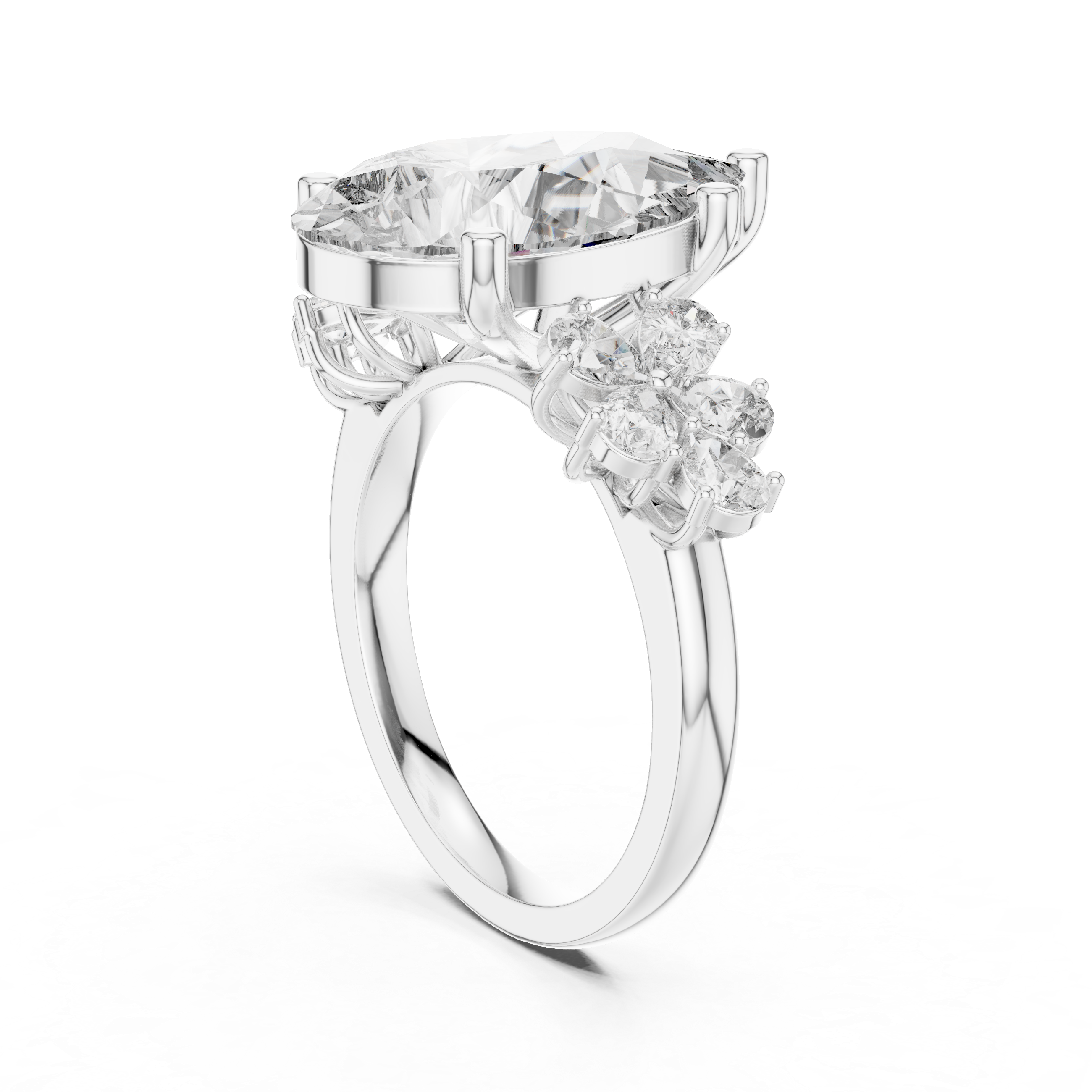 Floral-Inspired Pear-Shaped Diamond Ring