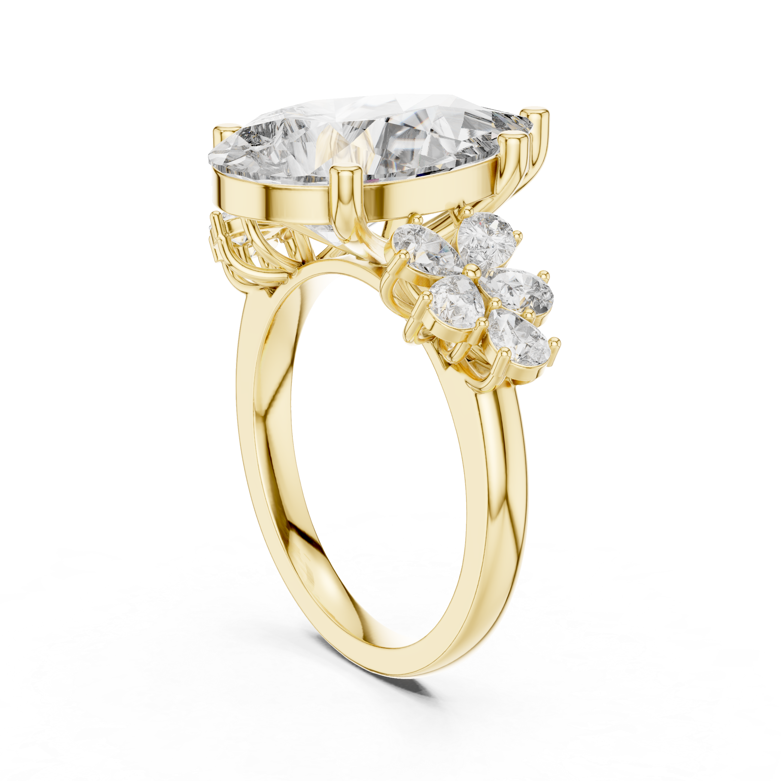 Floral-Inspired Pear-Shaped Diamond Ring