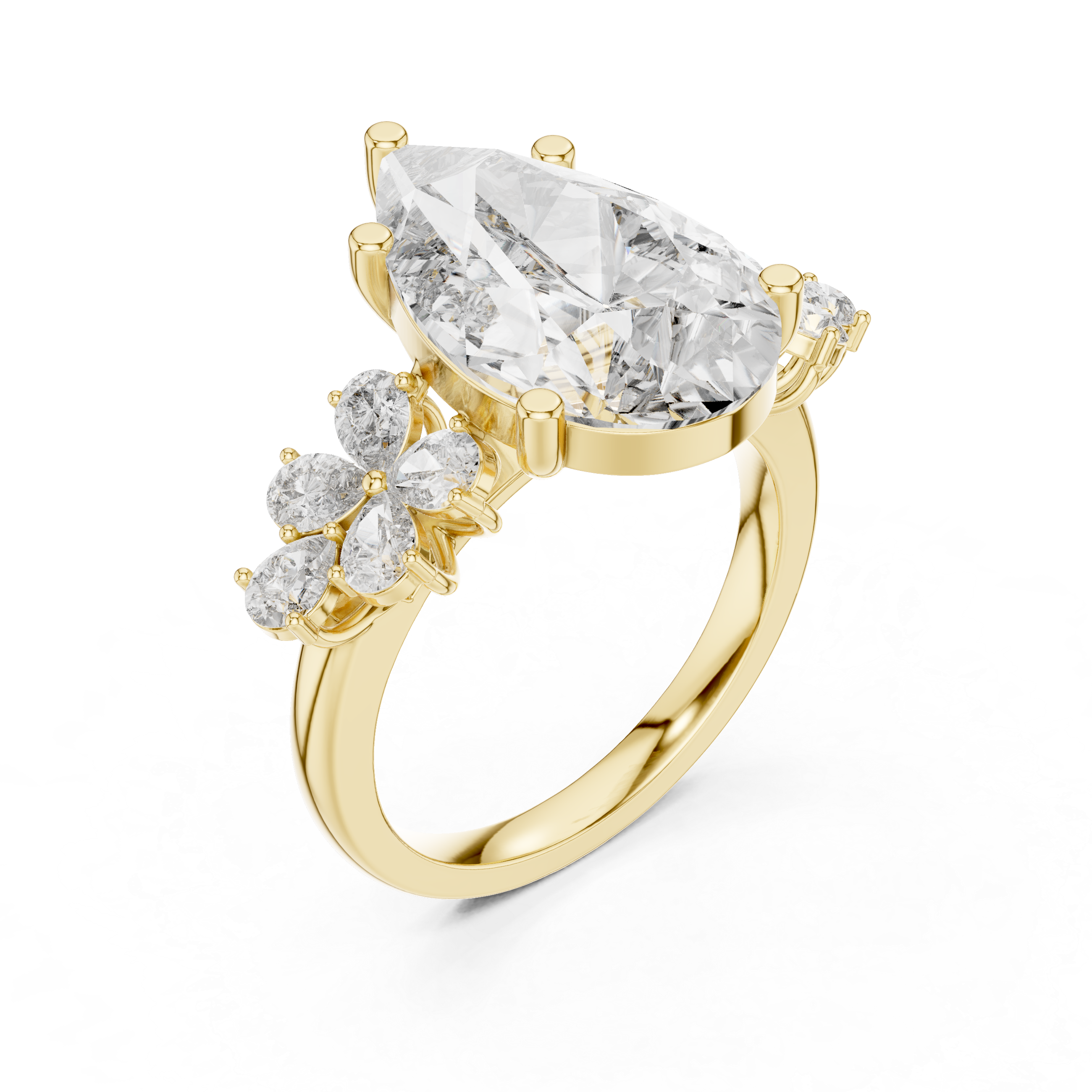 Floral-Inspired Pear-Shaped Diamond Ring