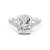 Split Shank Engagement Ring with Cushion-Cut Diamond and Pave-Set Accents.
