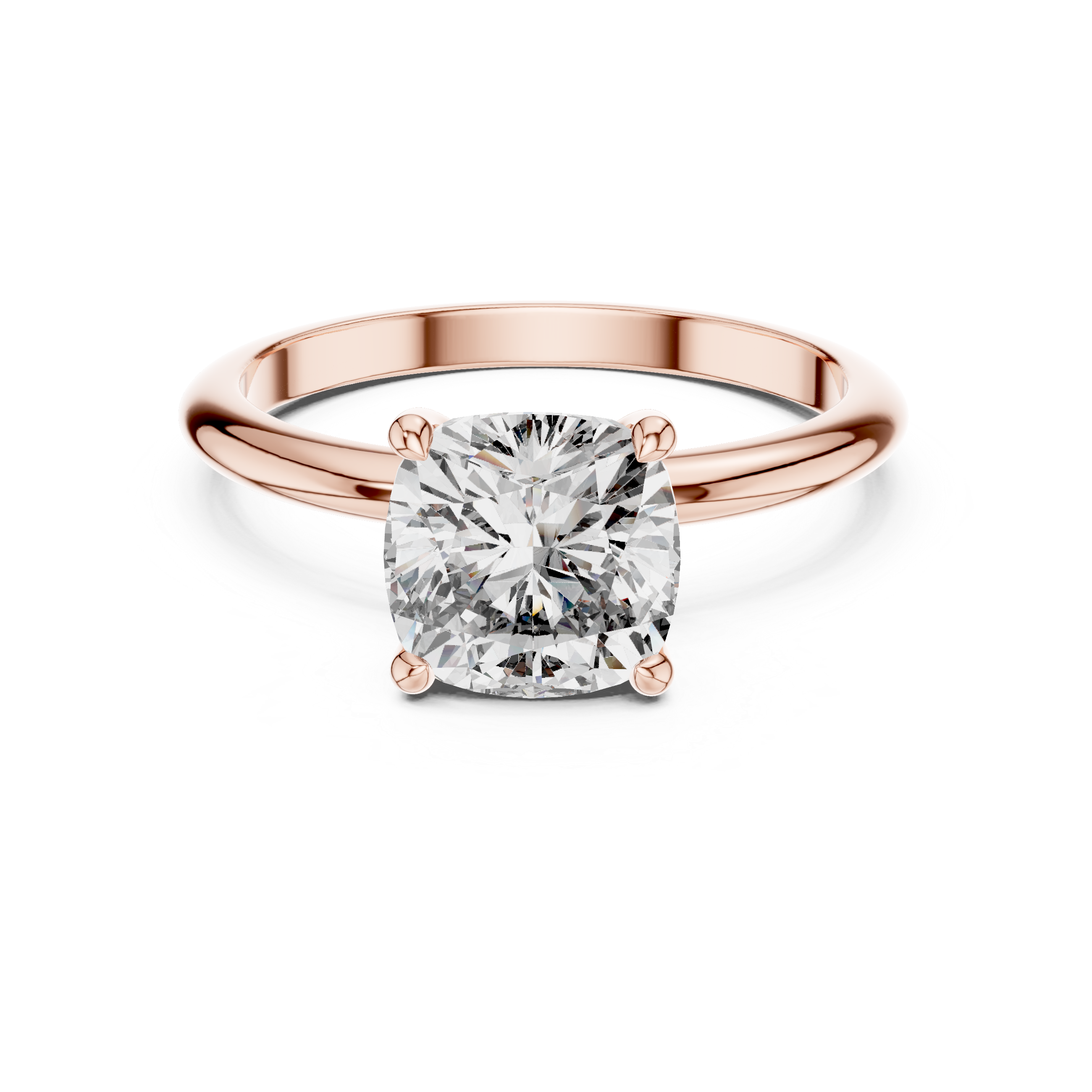 Classic Solitaire Engagement Ring with Cushion-Cut Diamond.
