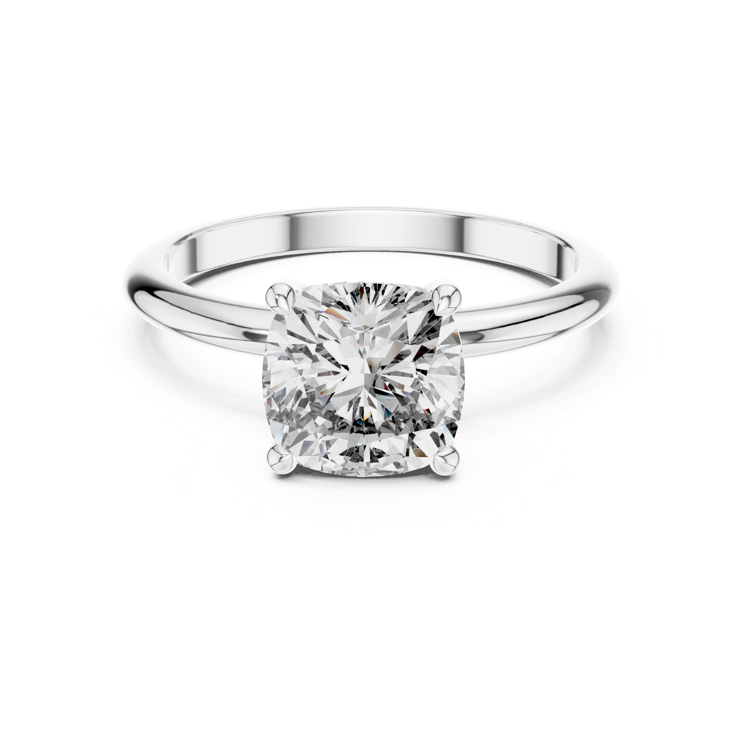 Classic Solitaire Engagement Ring with Cushion-Cut Diamond.