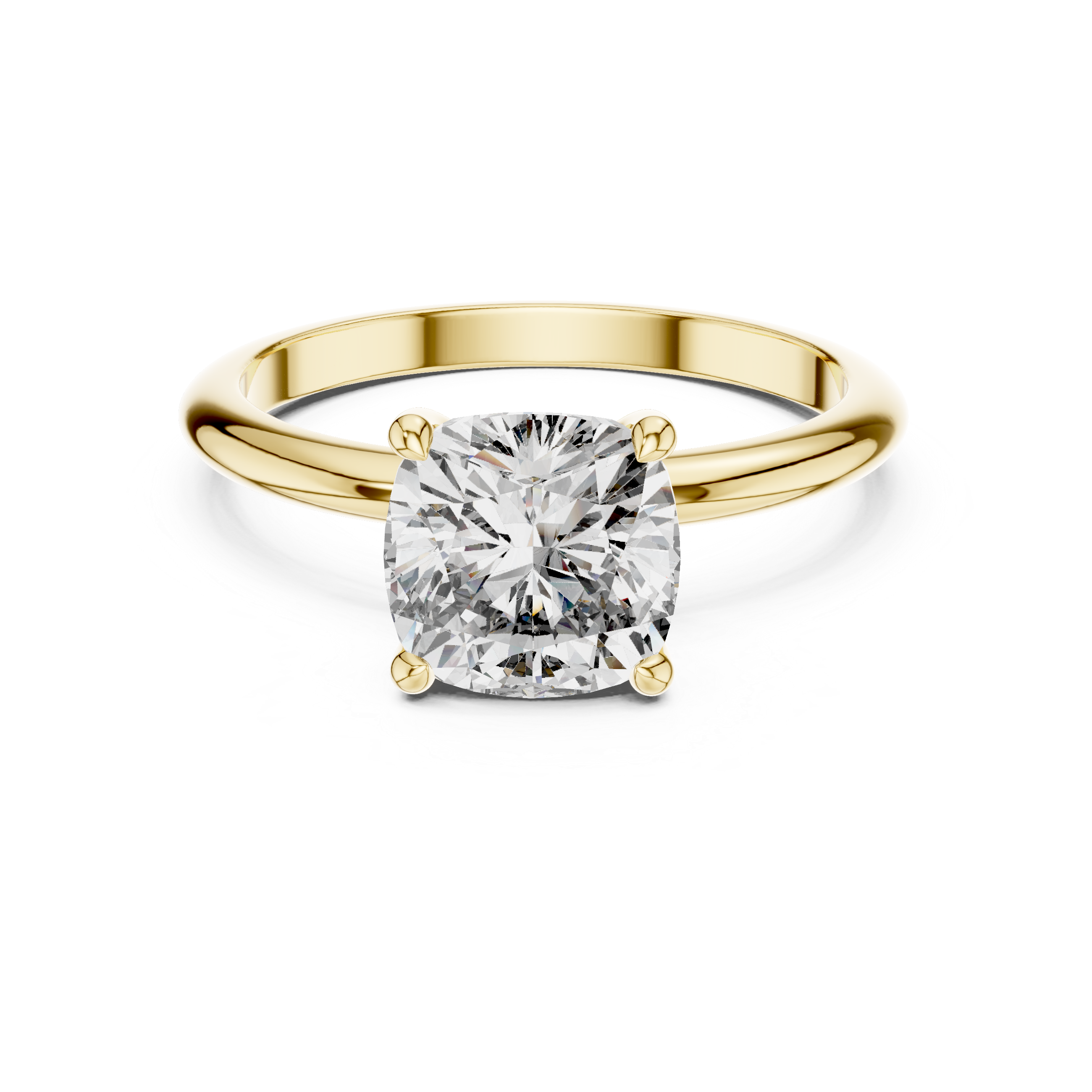 Classic Solitaire Engagement Ring with Cushion-Cut Diamond.