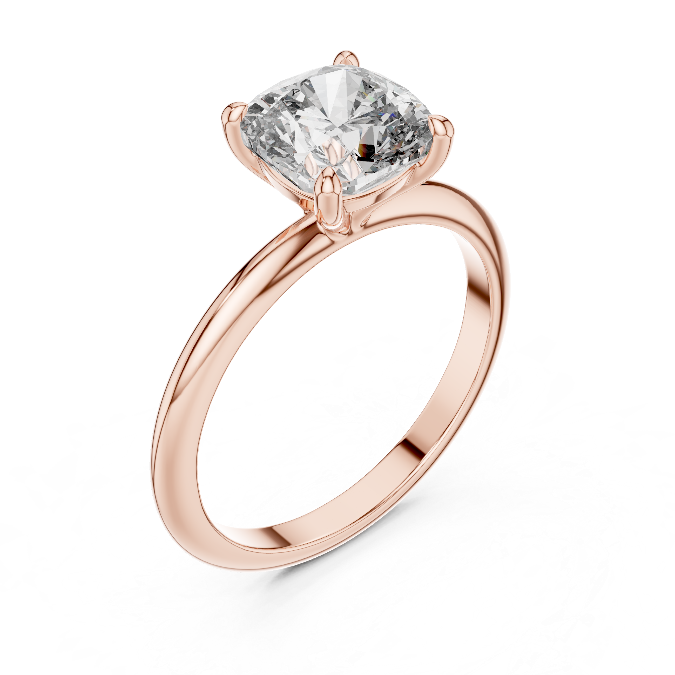 Classic Solitaire Engagement Ring with Cushion-Cut Diamond.