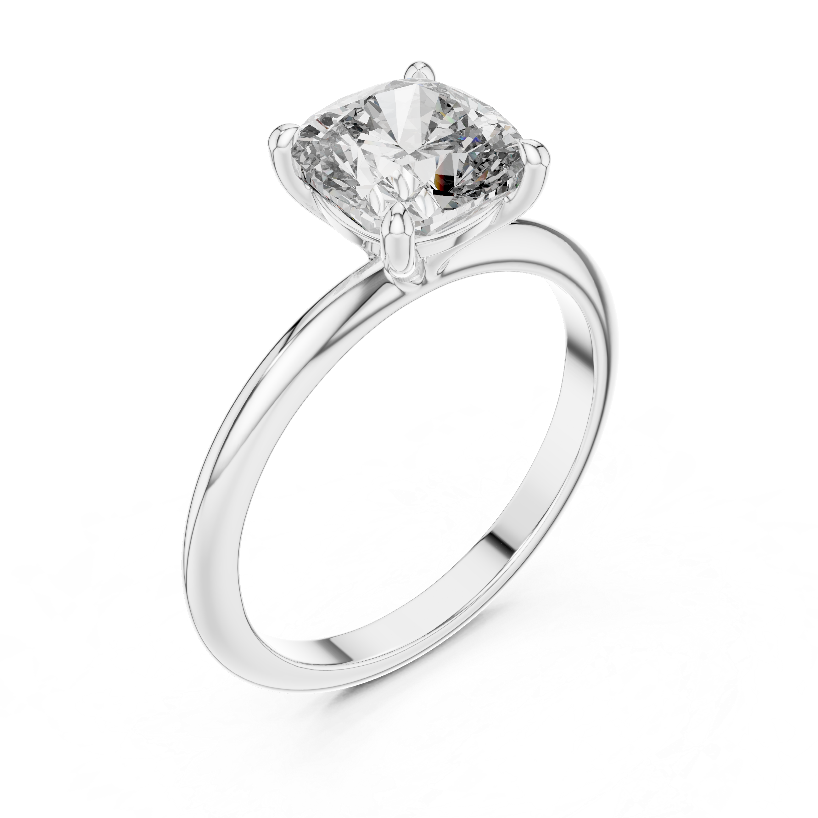 Classic Solitaire Engagement Ring with Cushion-Cut Diamond.