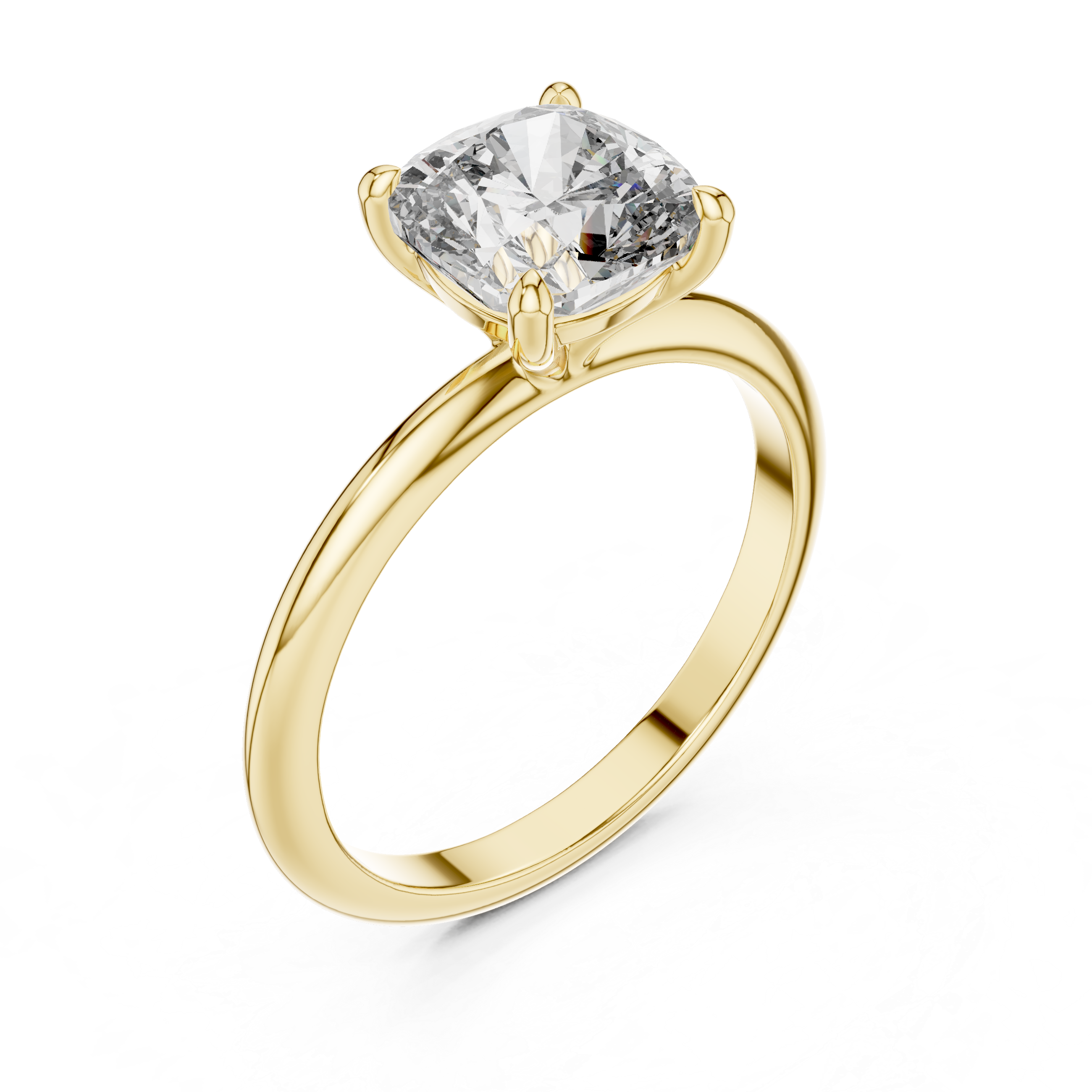 Classic Solitaire Engagement Ring with Cushion-Cut Diamond.