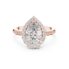 Pear-Shaped Halo Engagement Ring with Beaded Band Accents.