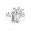 Emerald-Cut Diamond Engagement Ring with Pav? Band and Marquise Accent.