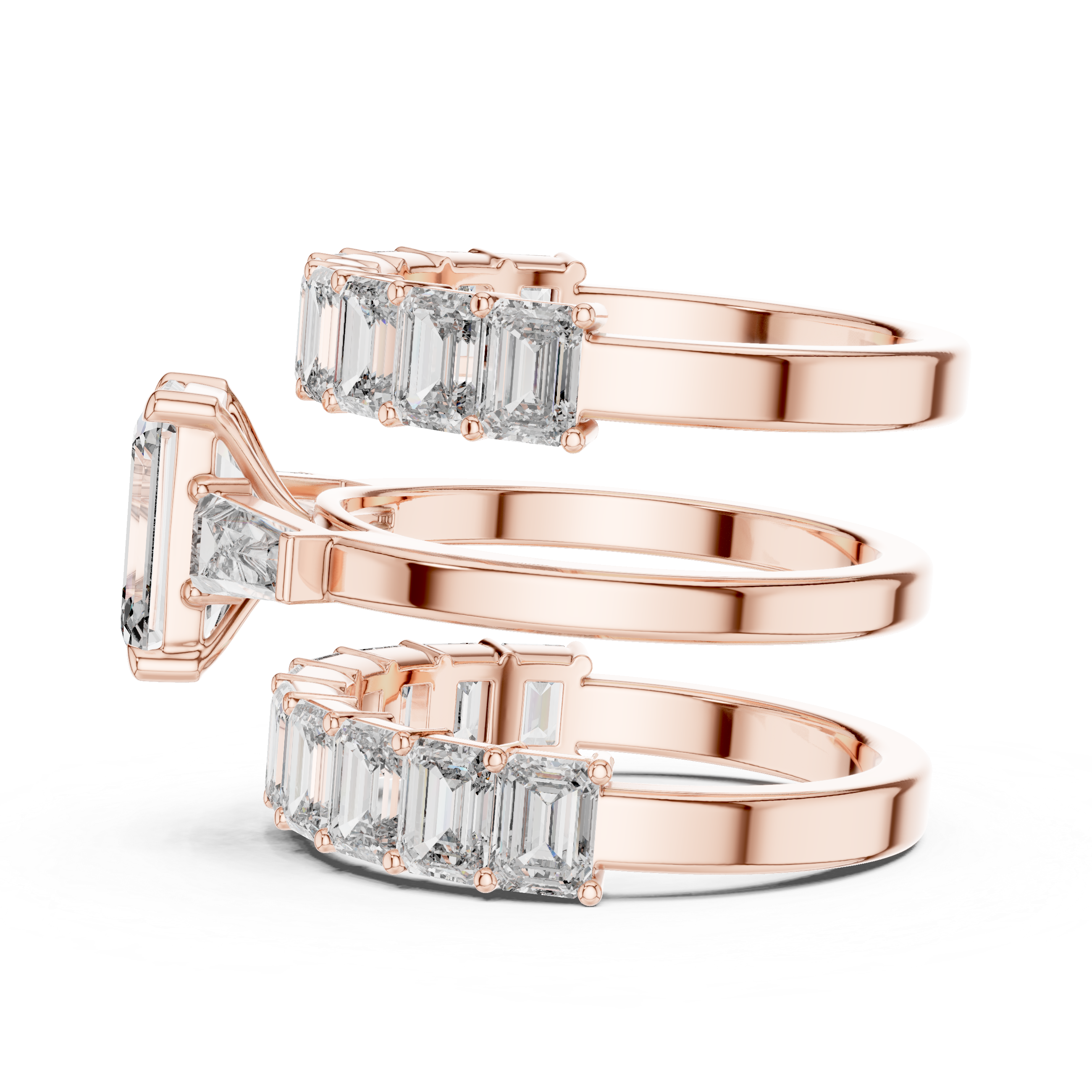 Emerald-Cut Diamond Bridal Set with Matching Eternity Bands