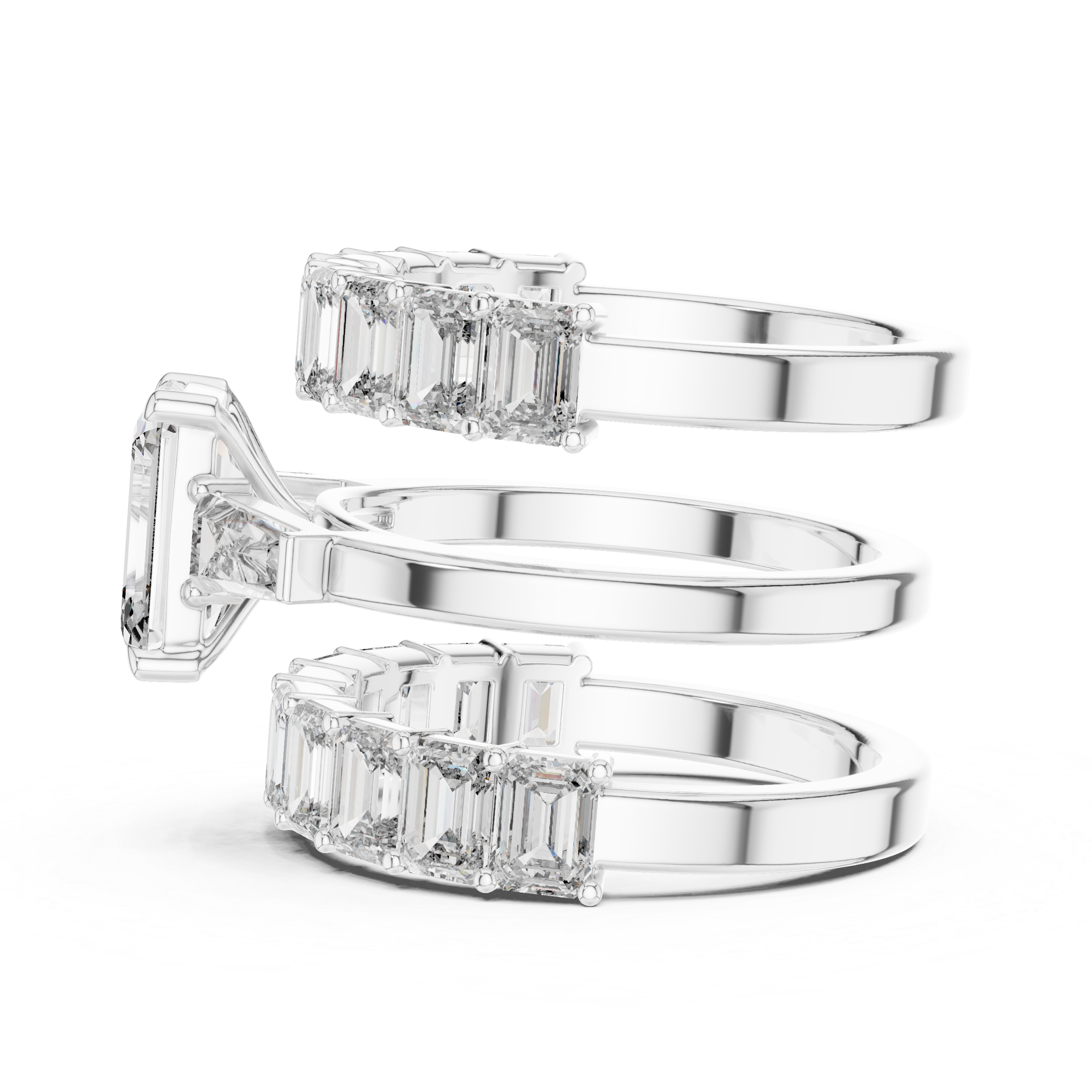 Emerald-Cut Diamond Bridal Set with Matching Eternity Bands