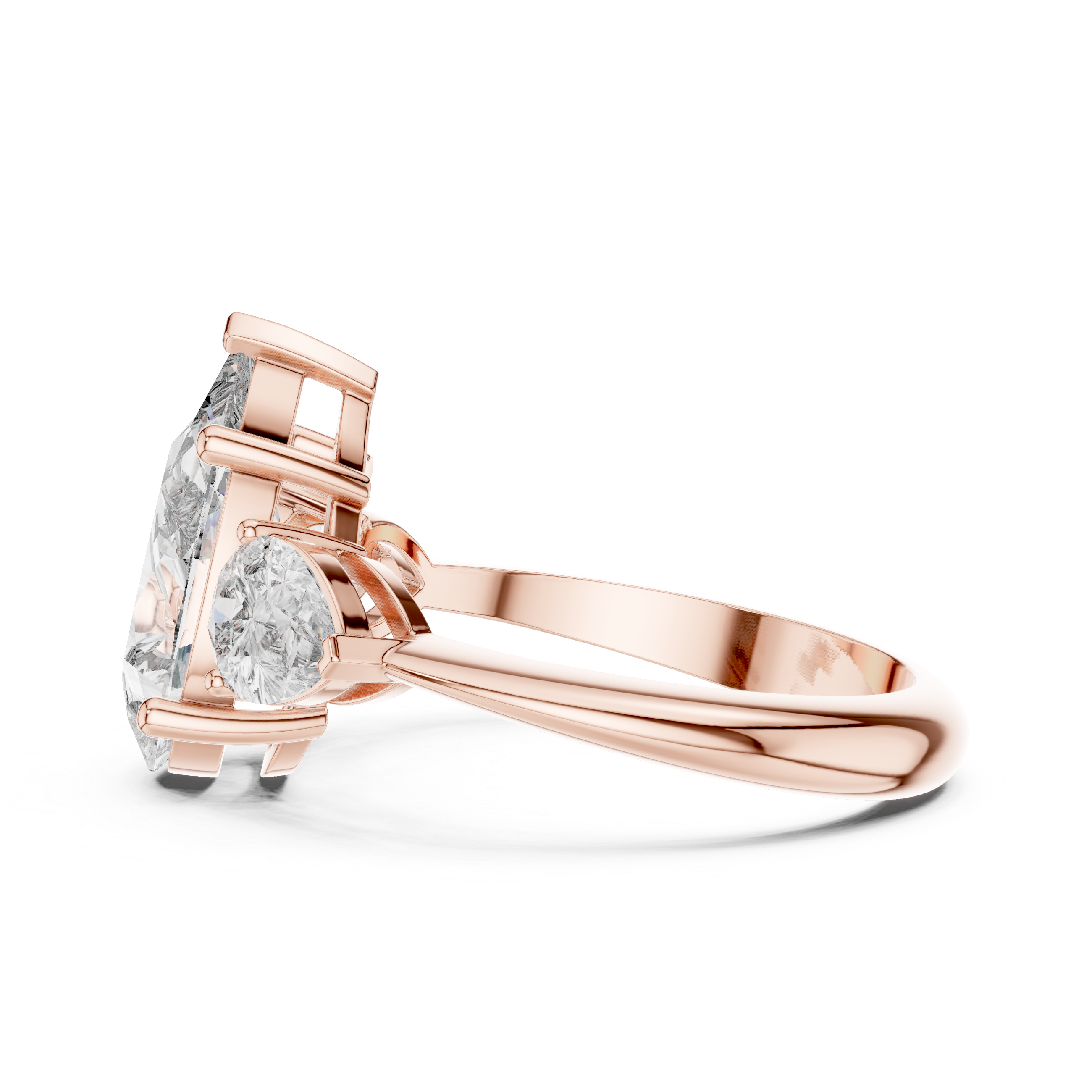 Three-Stone Pear-Cut Diamond Engagement Ring