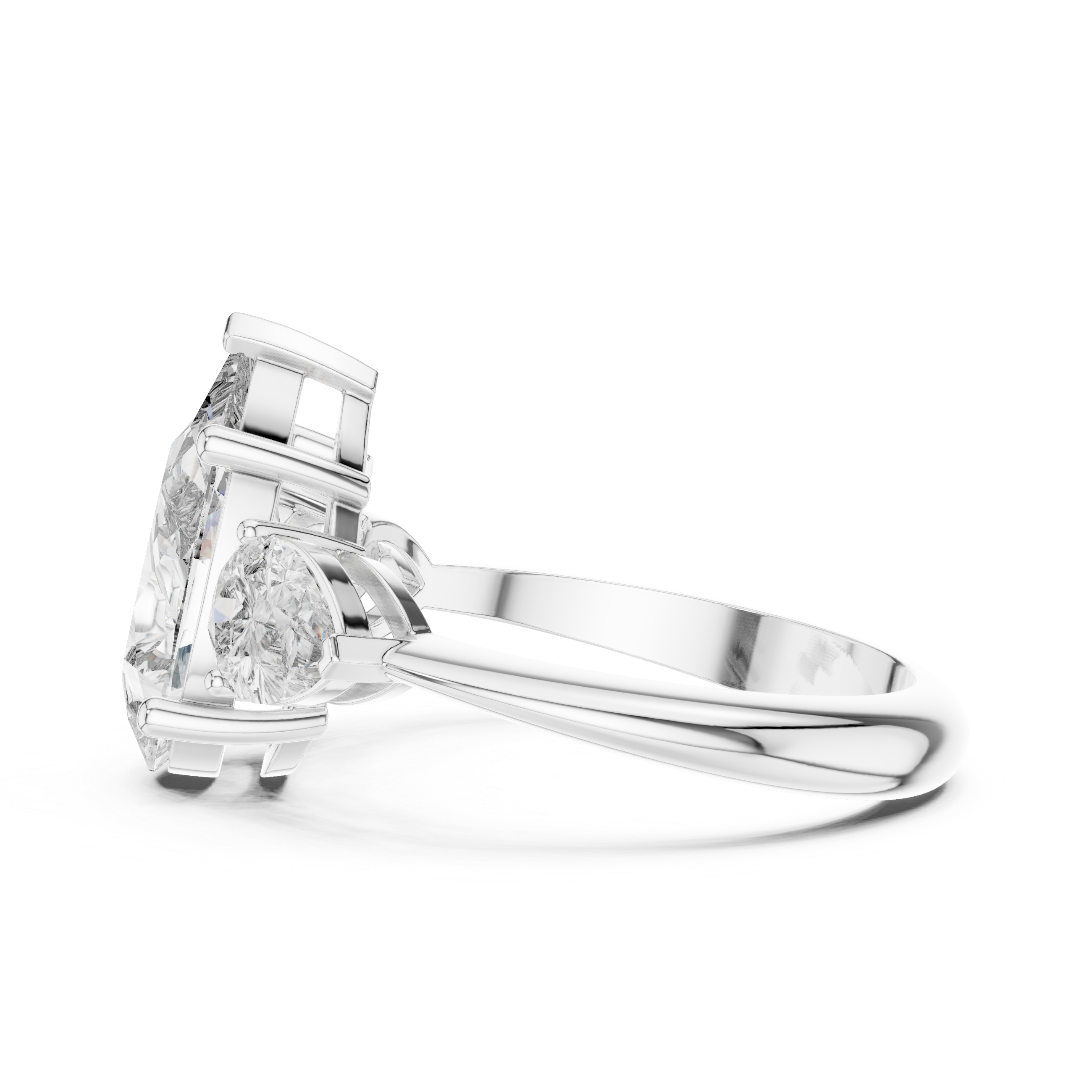 Three-Stone Pear-Cut Diamond Engagement Ring
