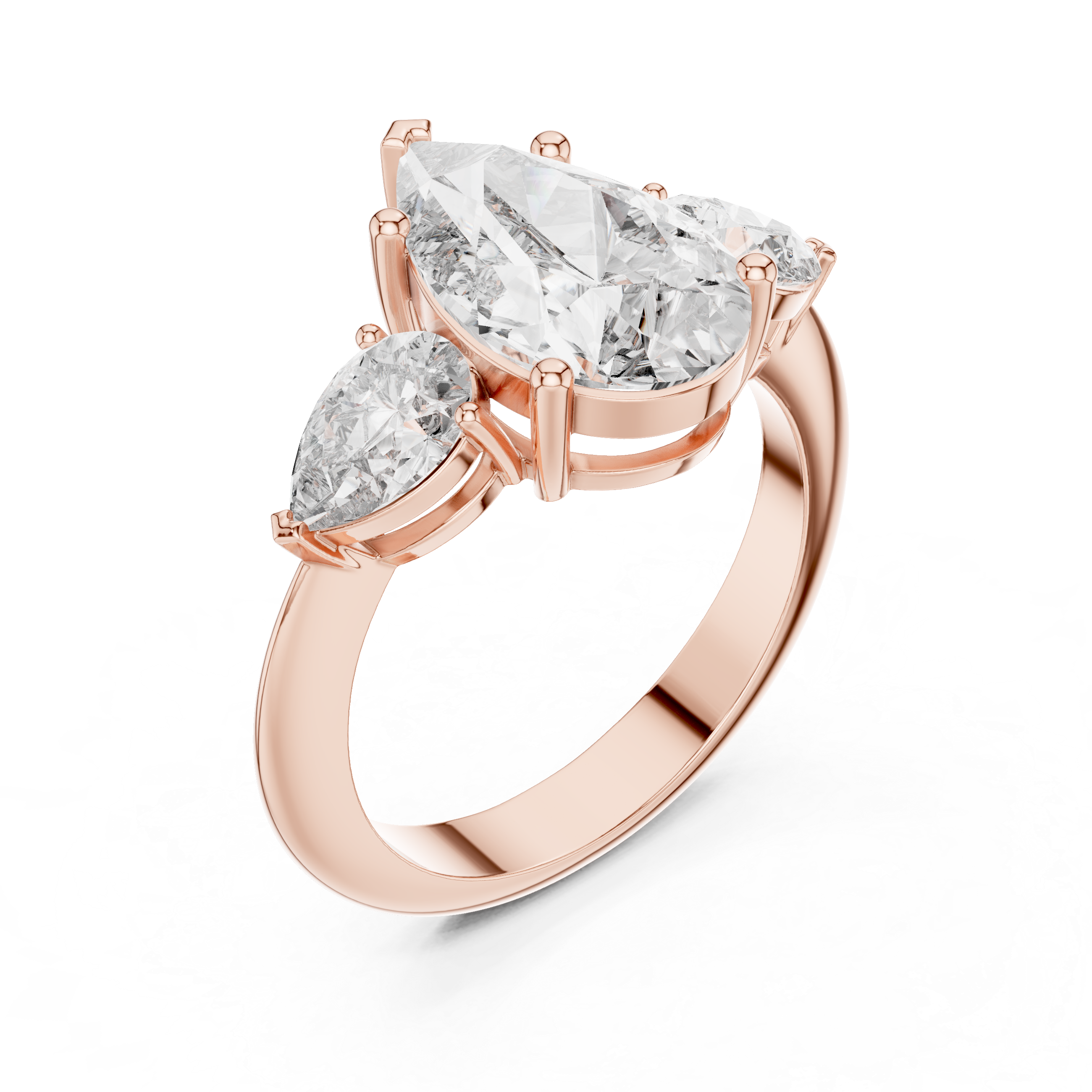 Three-Stone Pear-Cut Diamond Engagement Ring