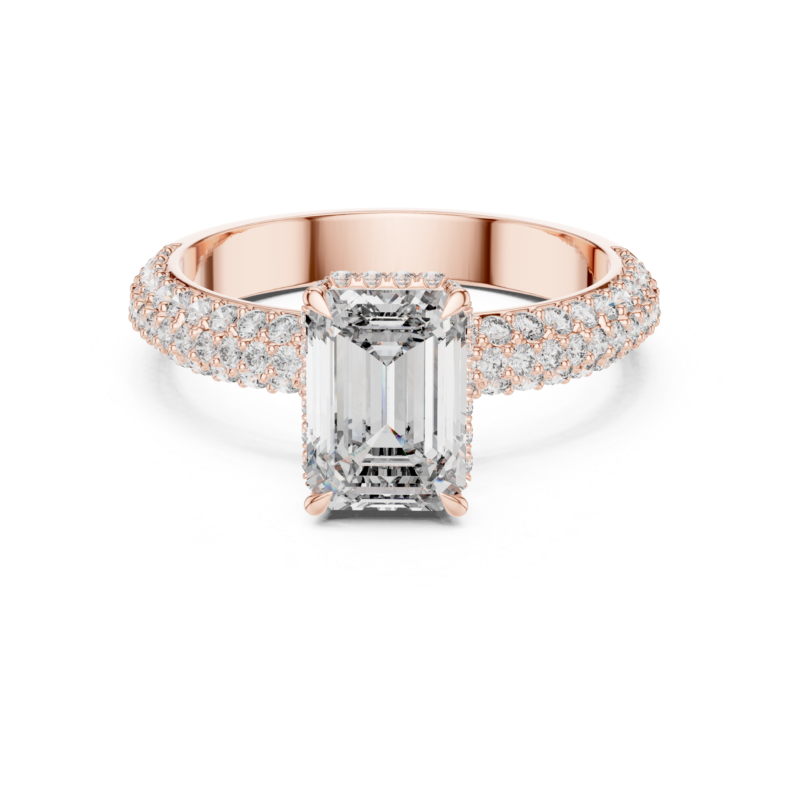 Emerald-Cut Diamond Pav? Engagement Ring.