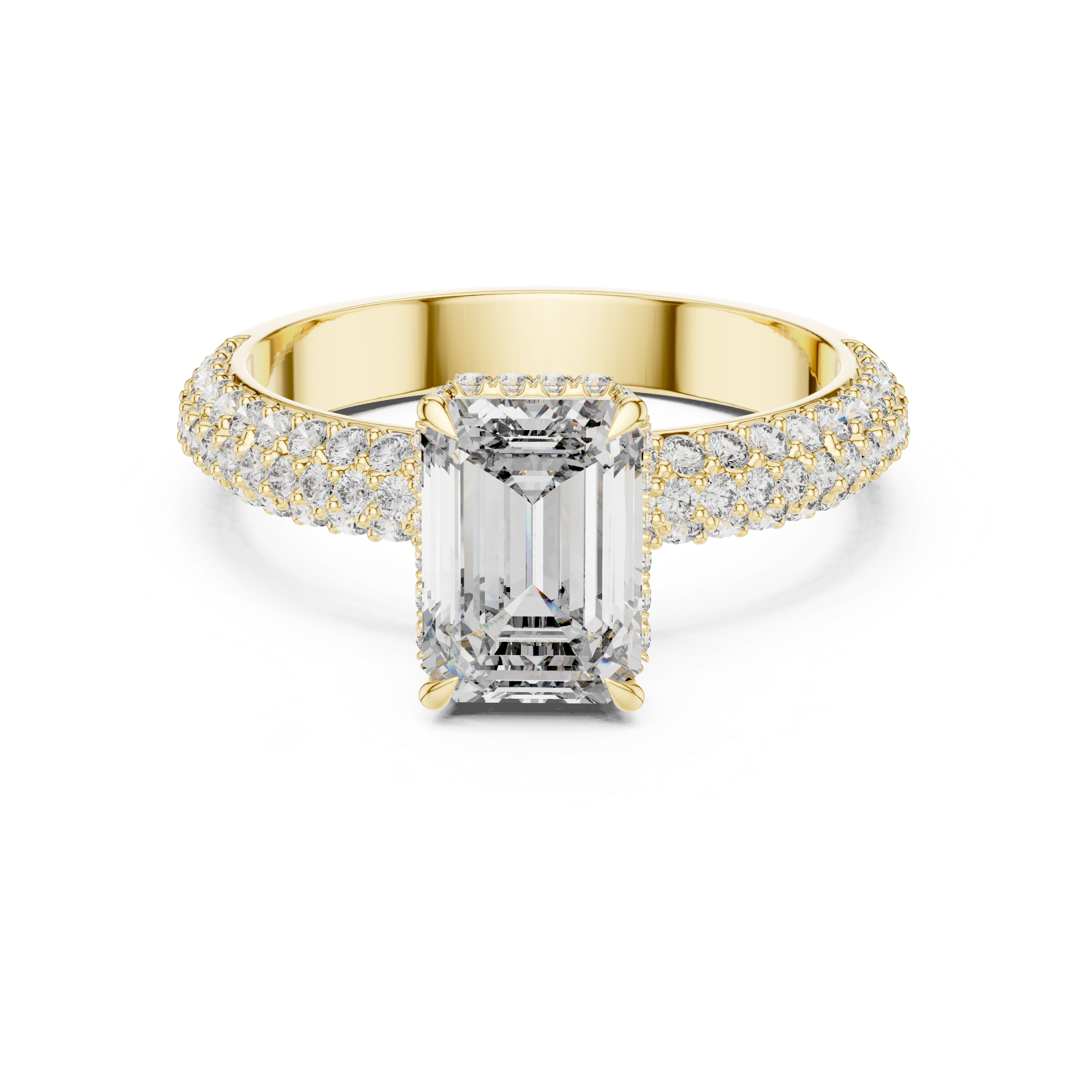 Emerald-Cut Diamond Pav? Engagement Ring.