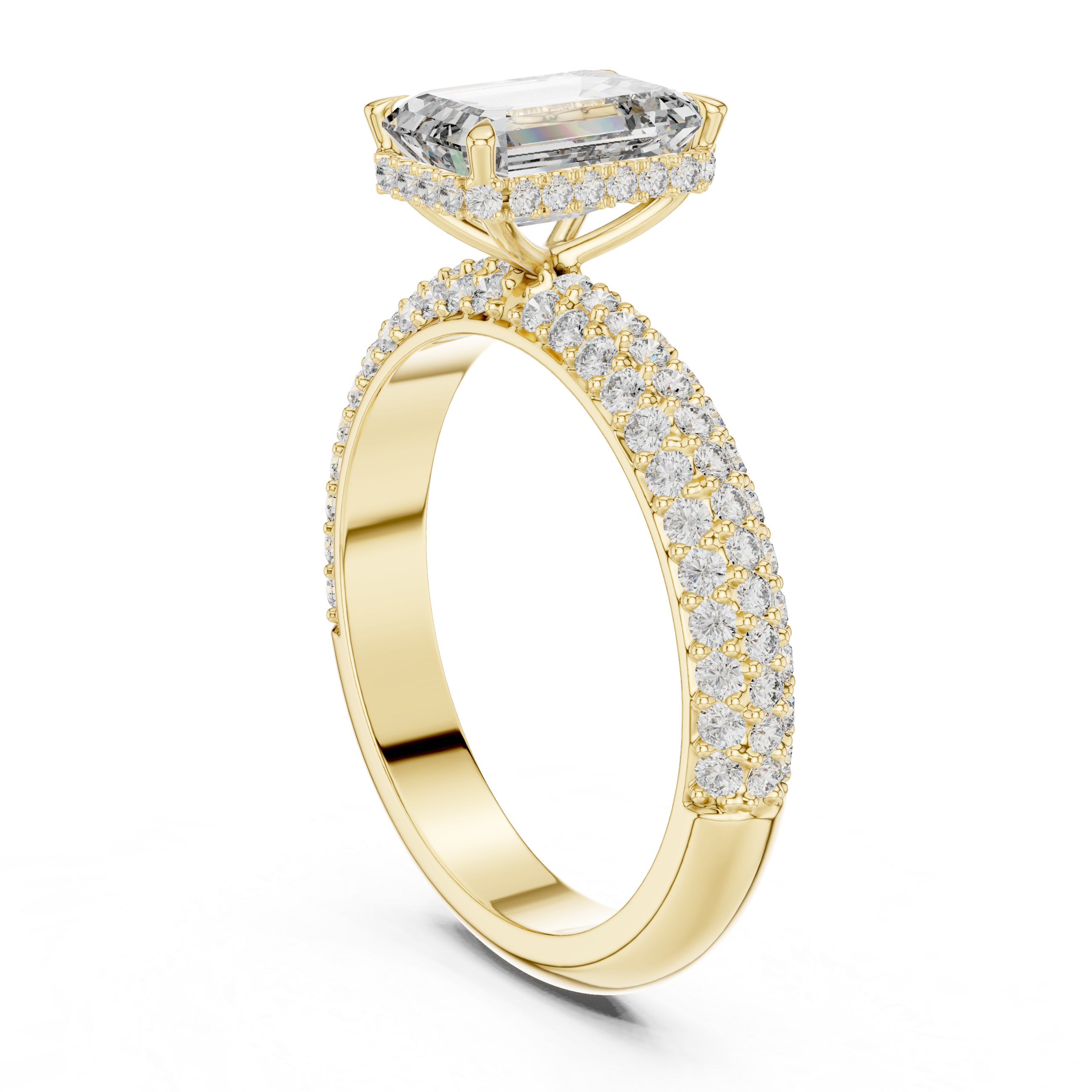 Emerald-Cut Diamond Pav? Engagement Ring.