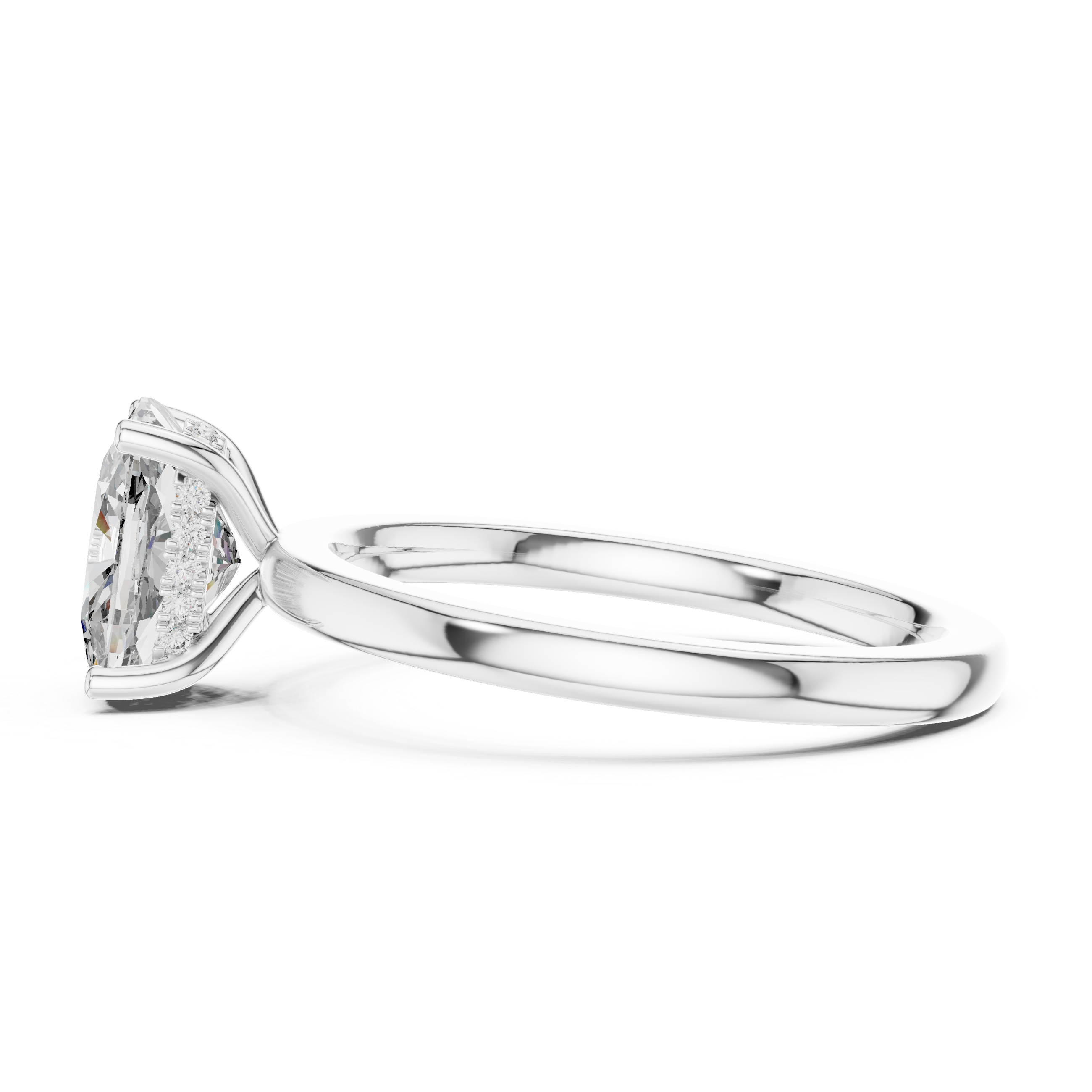 Cushion-Cut Halo Solitaire Engagement Ring.