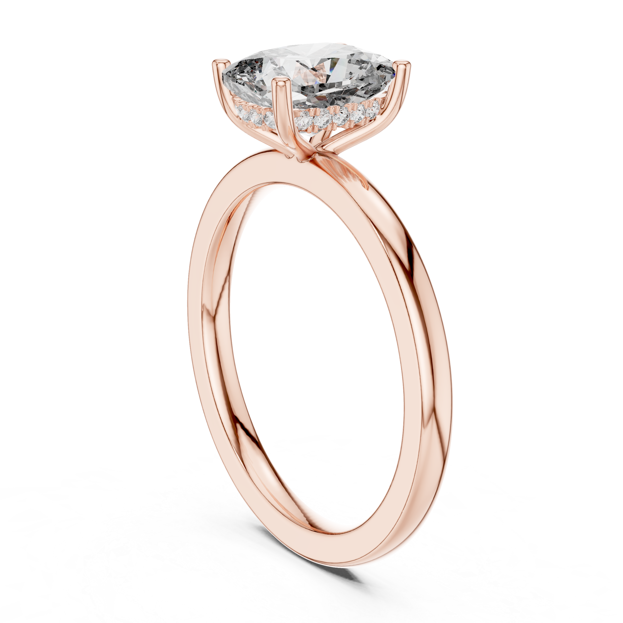 Cushion-Cut Halo Solitaire Engagement Ring.