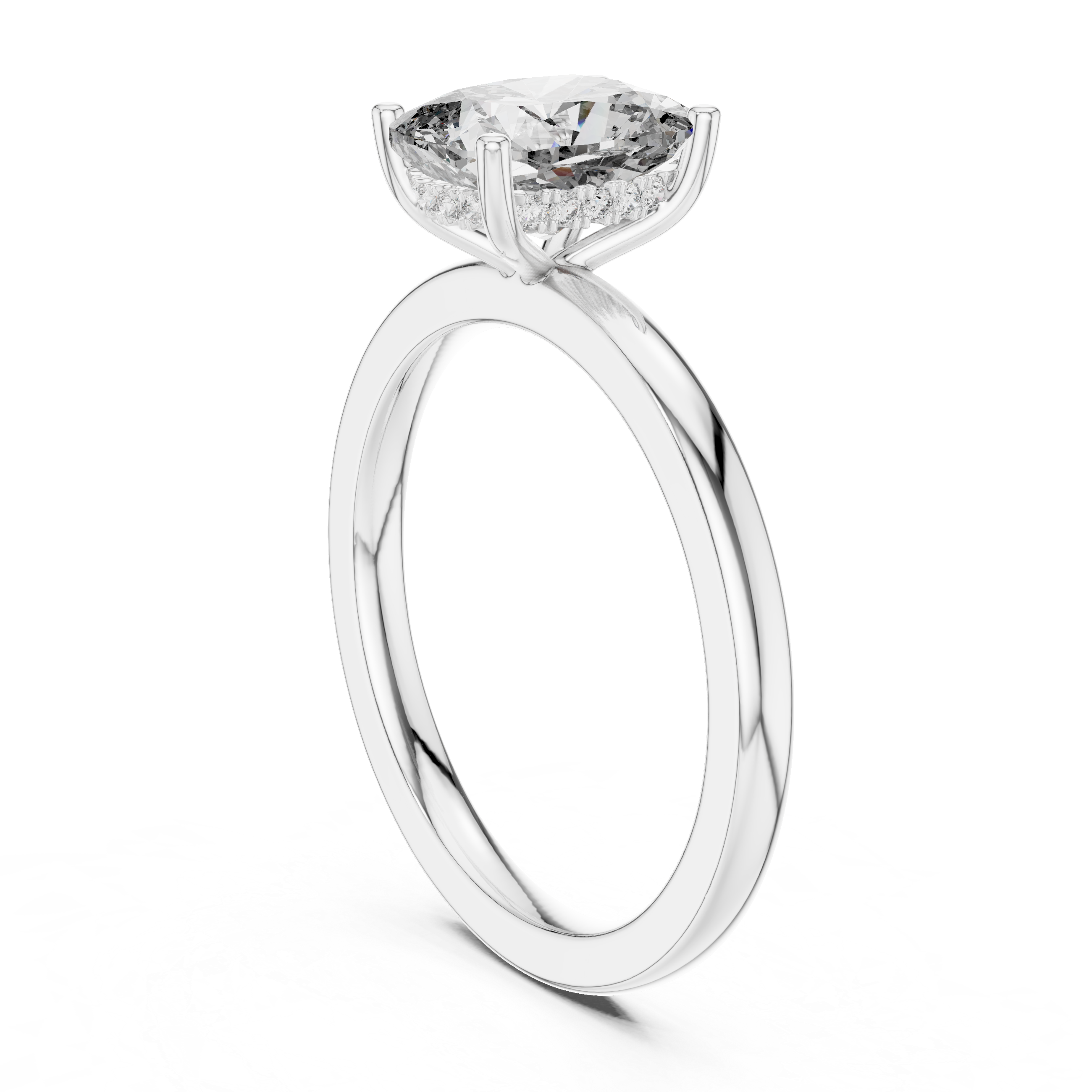 Cushion-Cut Halo Solitaire Engagement Ring.