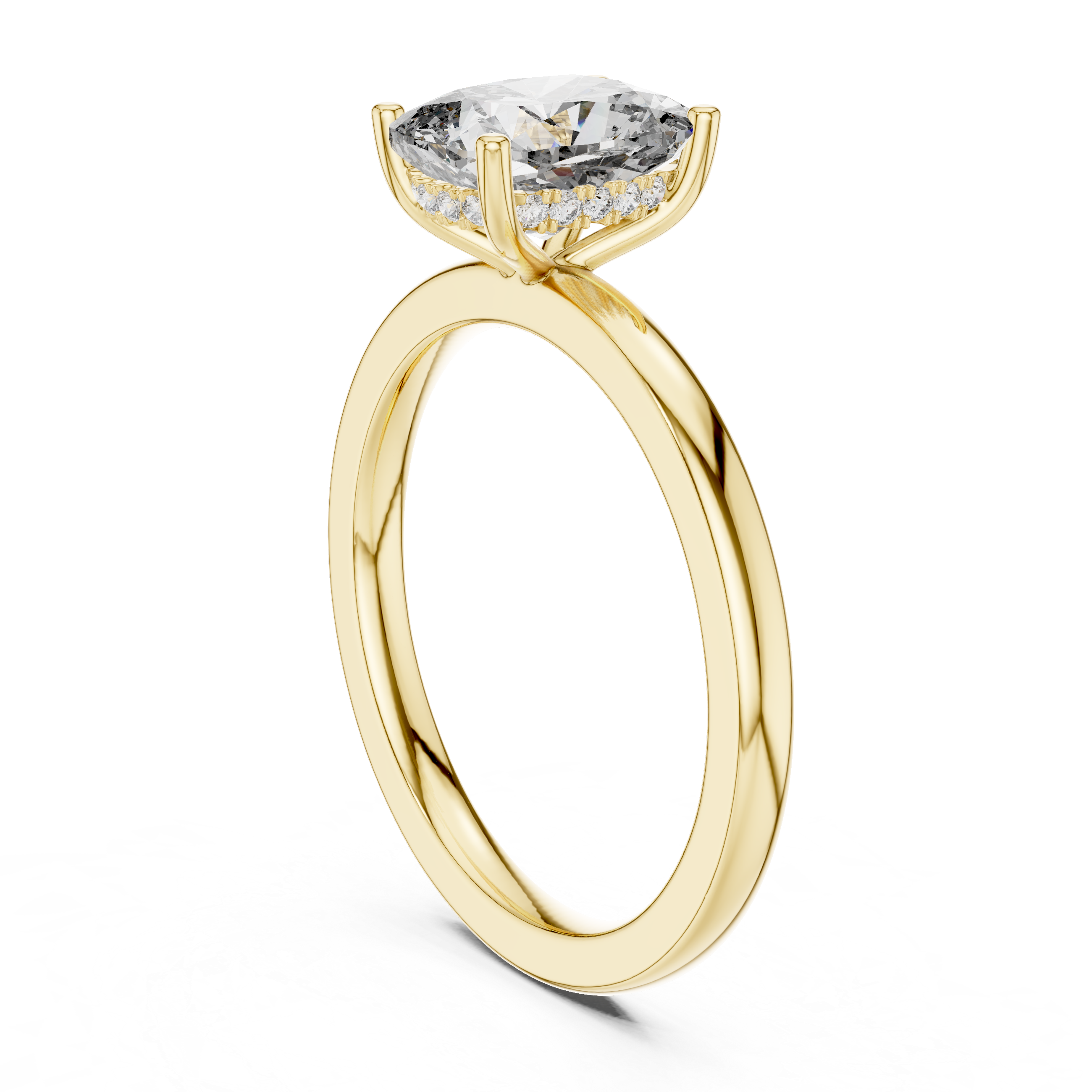 Cushion-Cut Halo Solitaire Engagement Ring.