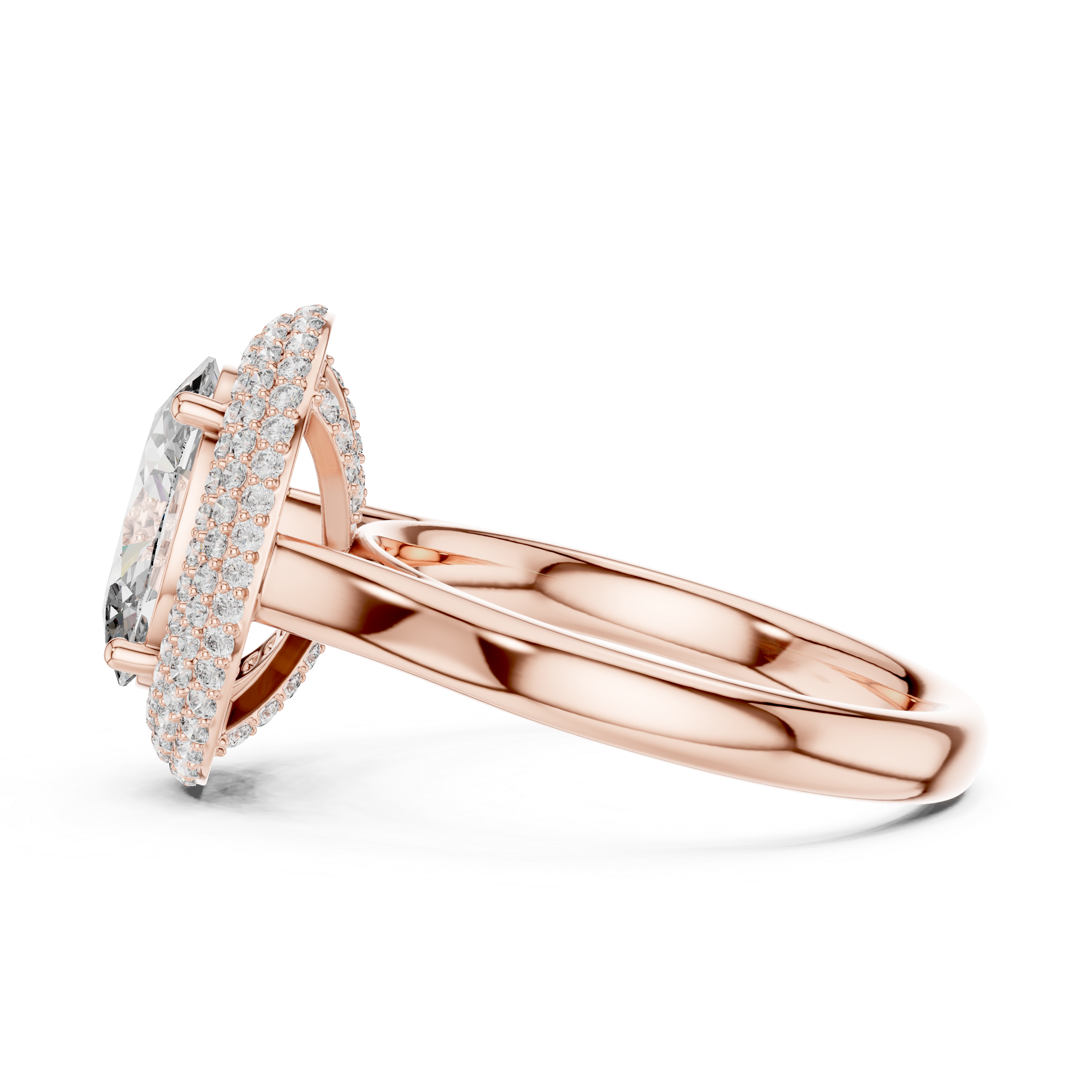 Oval Double Halo Diamond Engagement Ring.