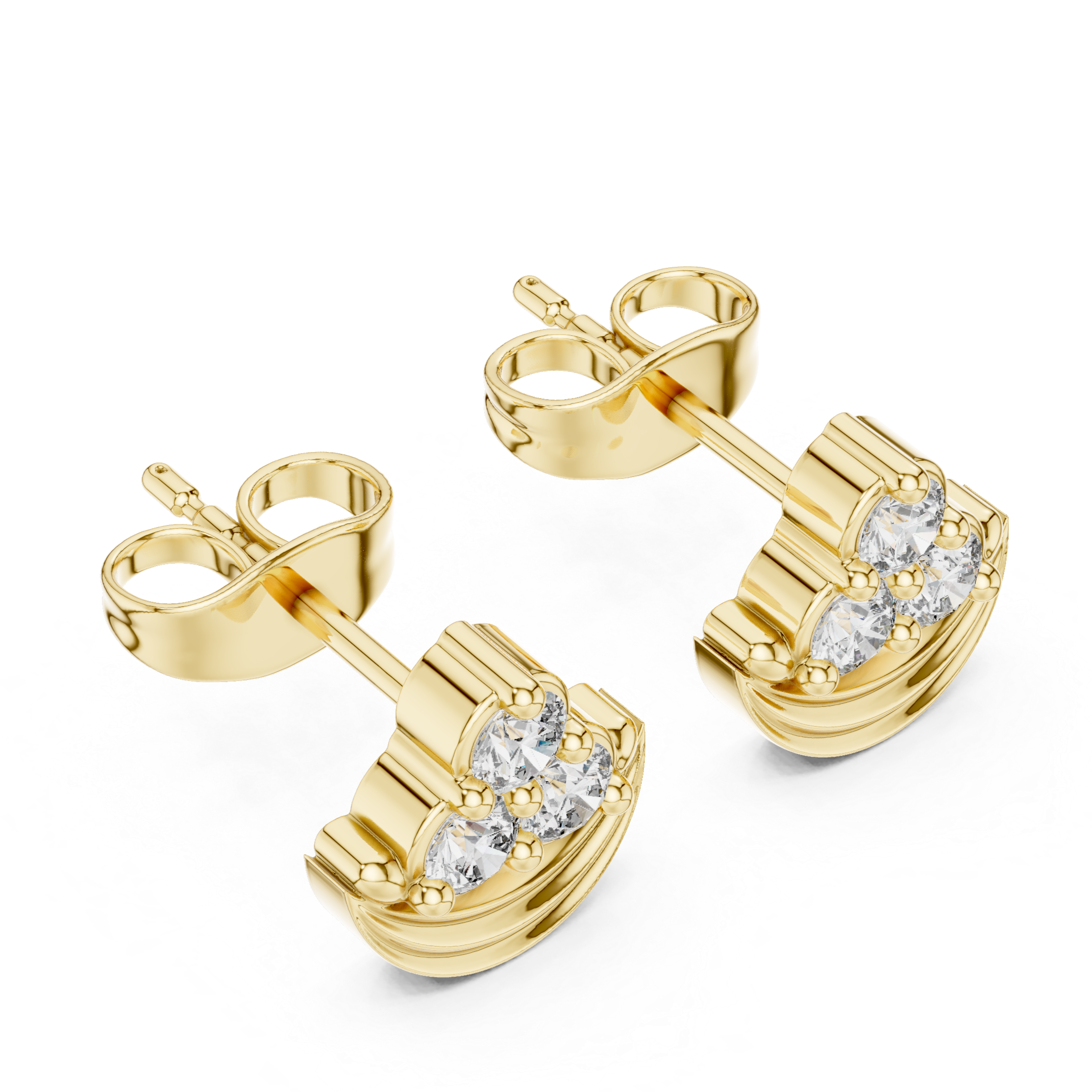 Graceful Diamond Arc Stud Earrings