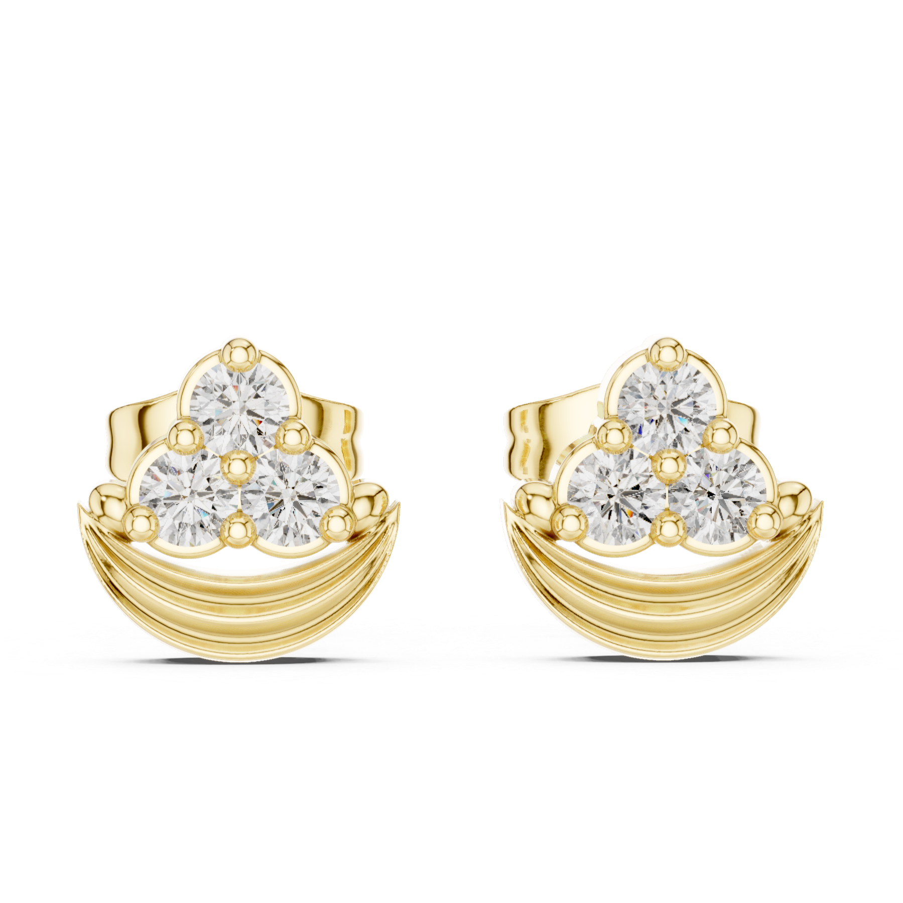 Graceful Diamond Arc Stud Earrings