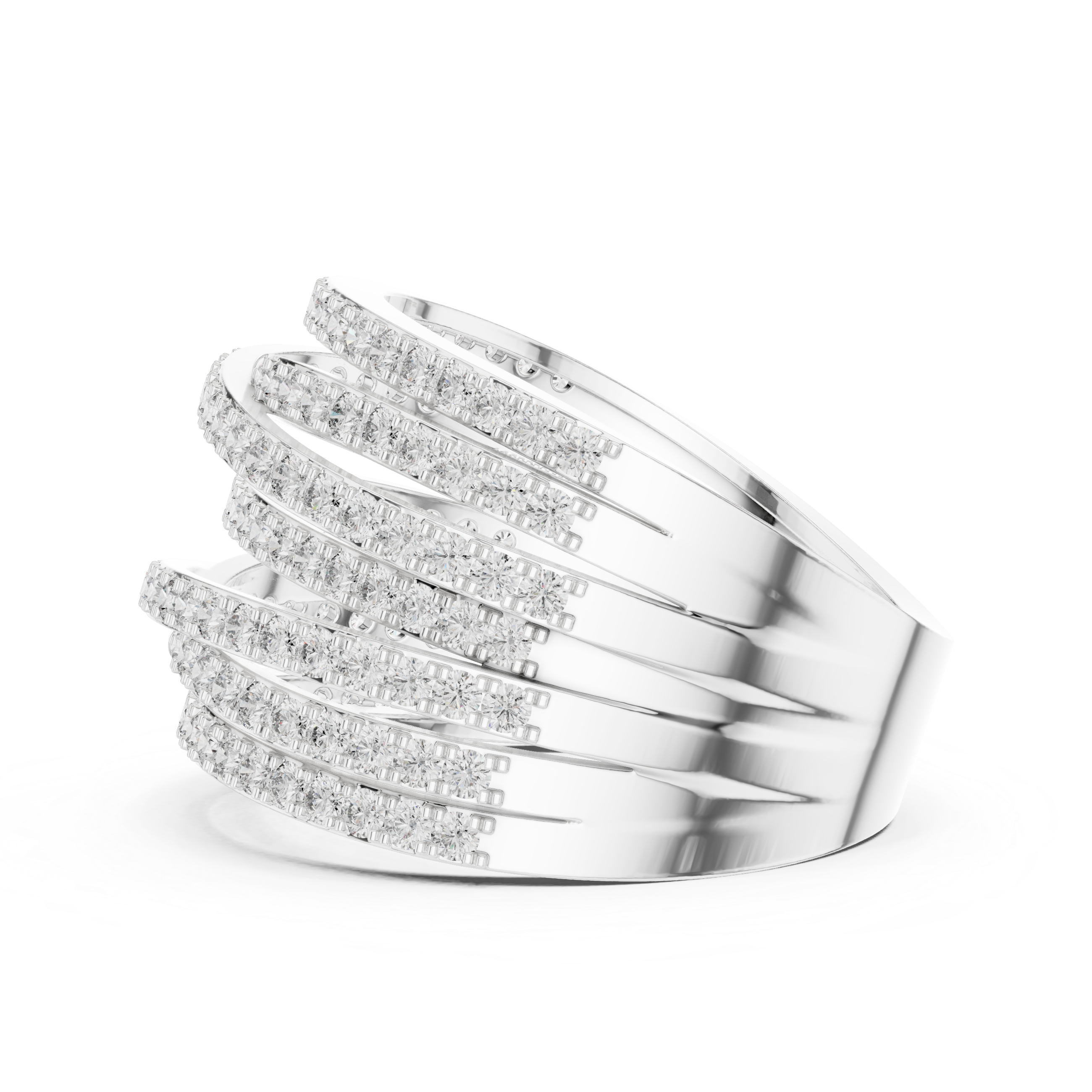 multi-band ring encrusted with sparkling diamonds.