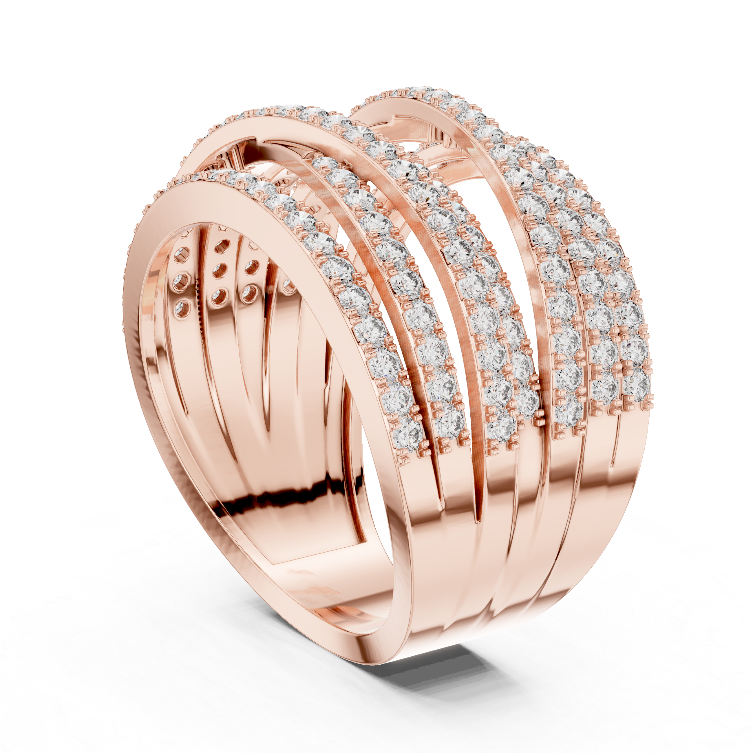multi-band ring encrusted with sparkling diamonds.