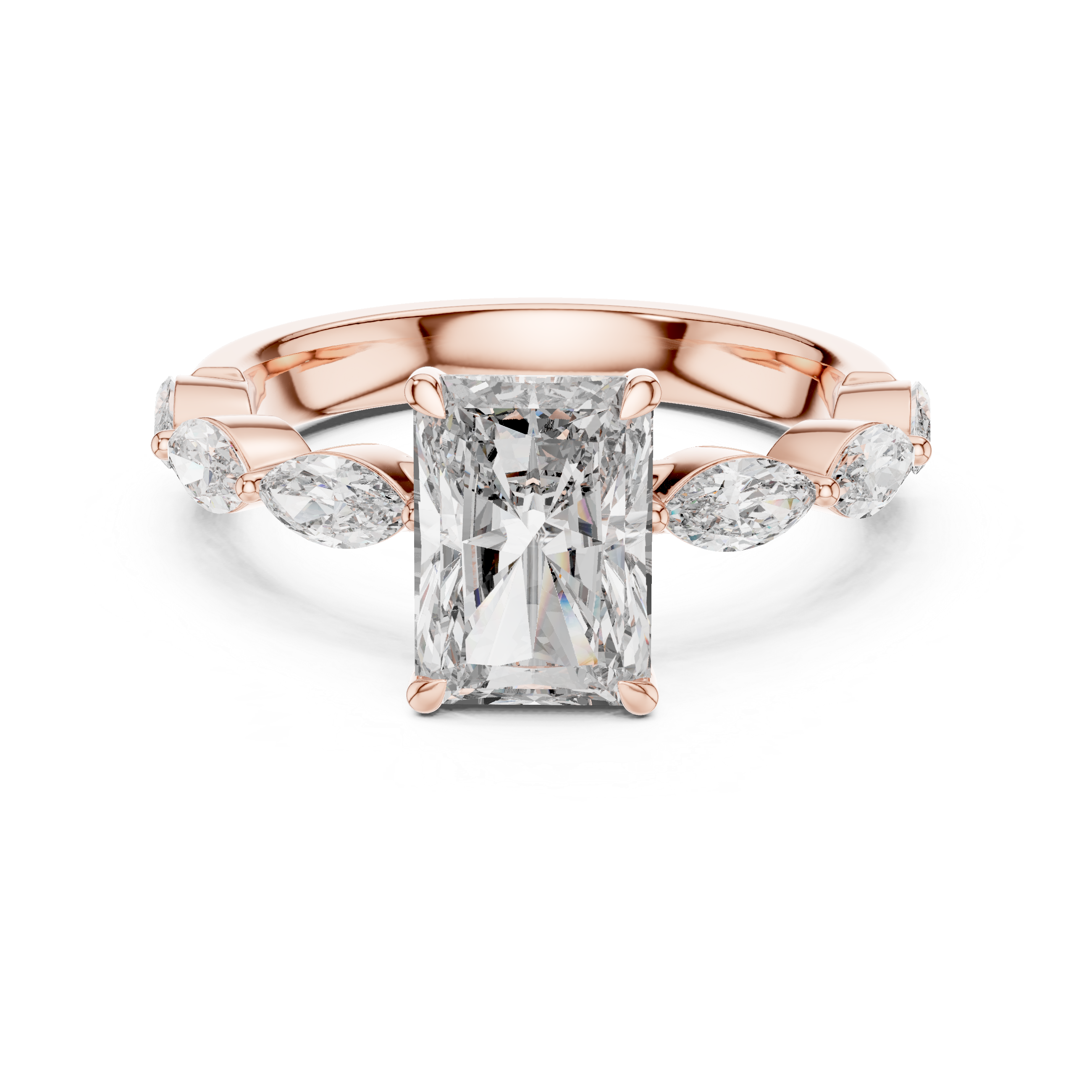 Ring with Rectangular and Marquise Diamonds