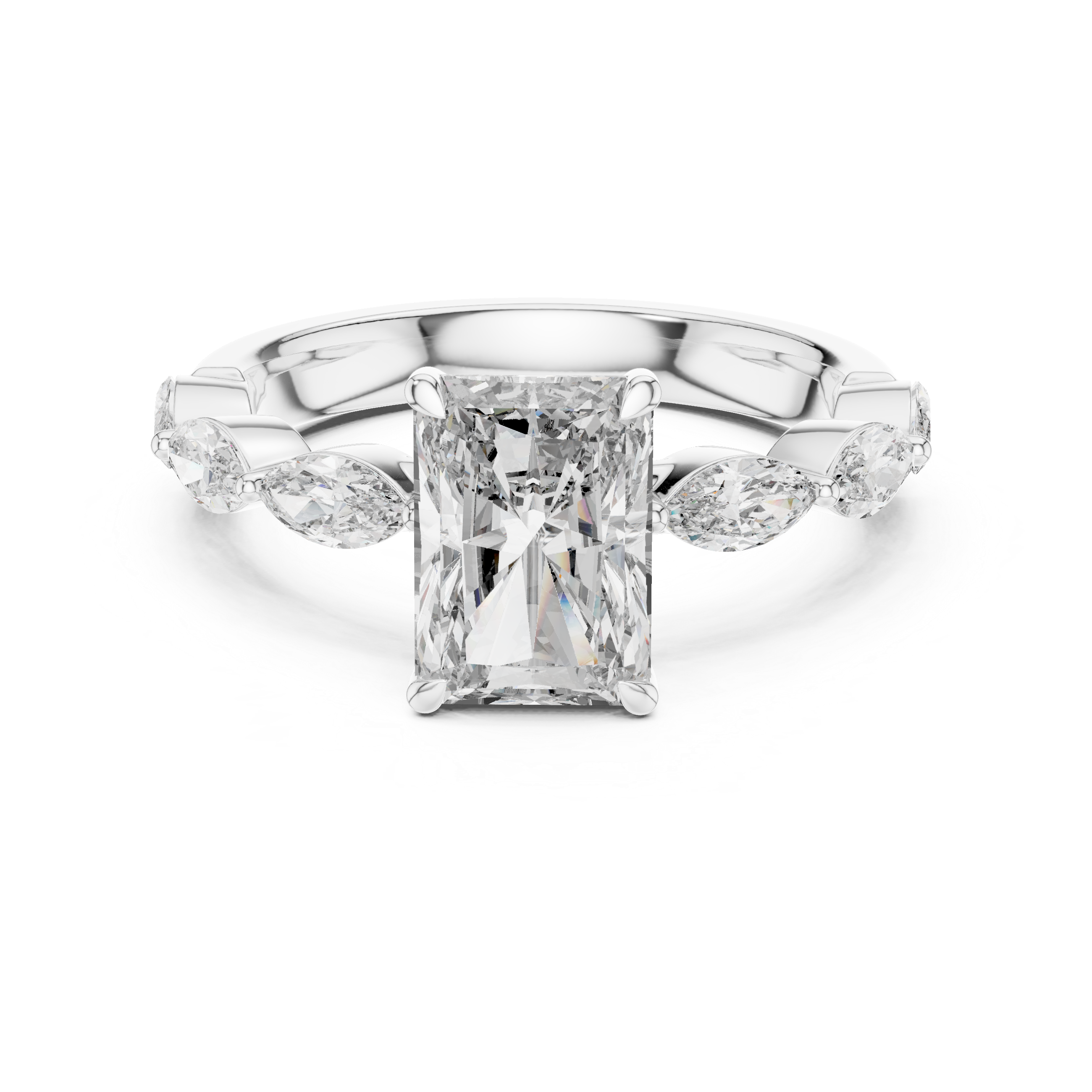 Ring with Rectangular and Marquise Diamonds