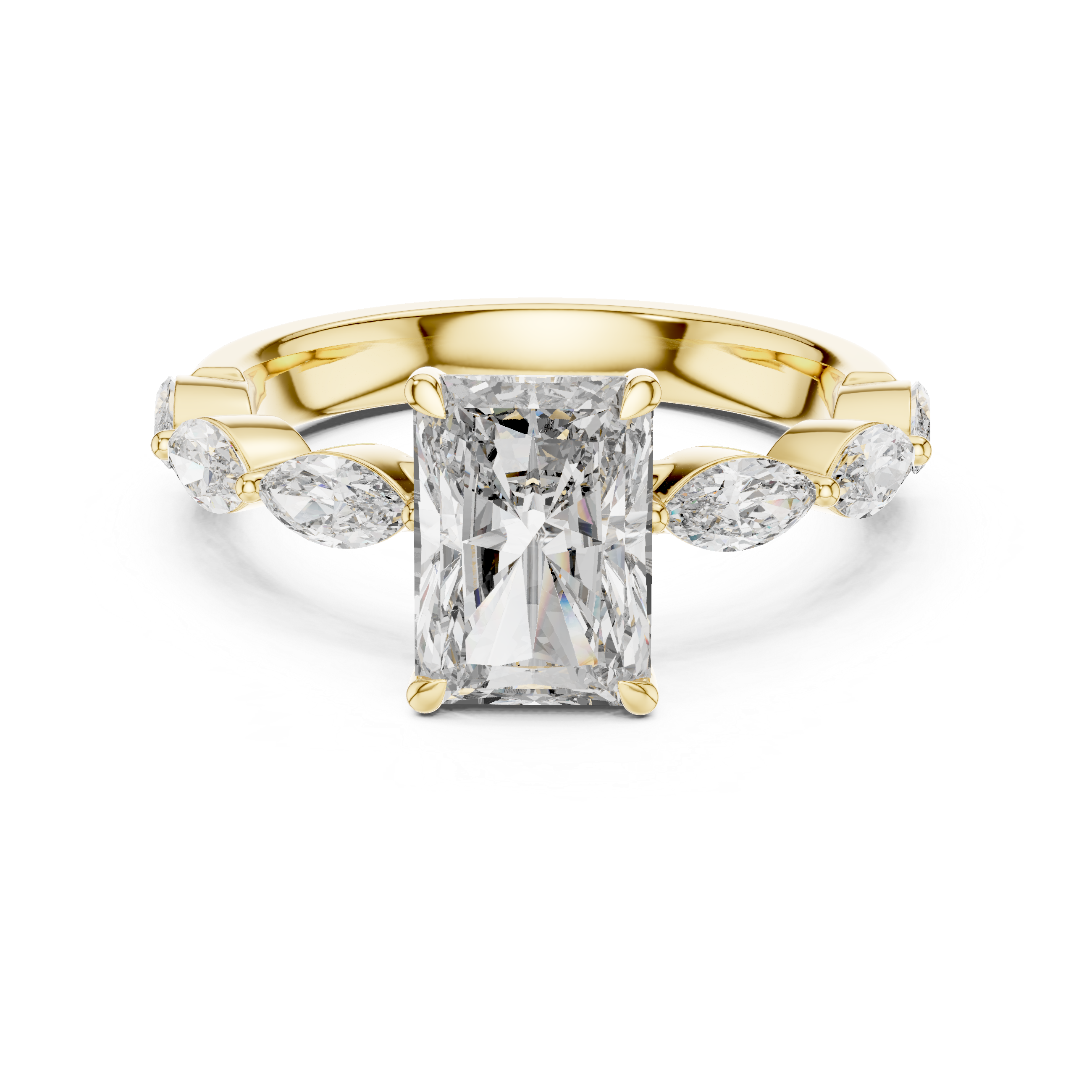 Ring with Rectangular and Marquise Diamonds