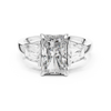 Three-Stone Diamond Engagement Ring with Rectangular Center Stone