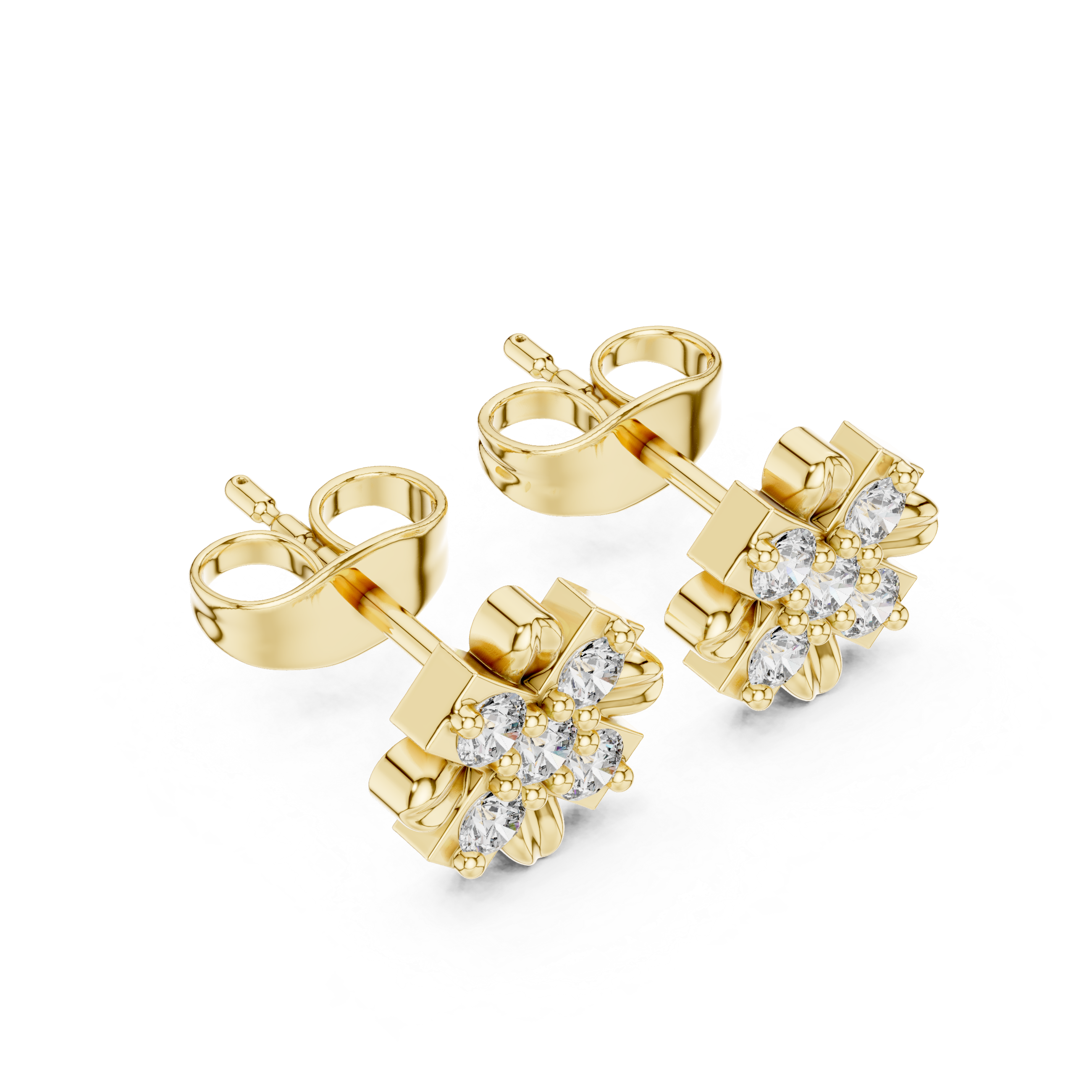 Dainty Diamond Floral Studs