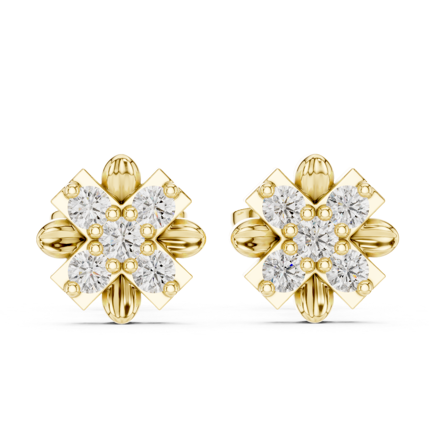 Dainty Diamond Floral Studs
