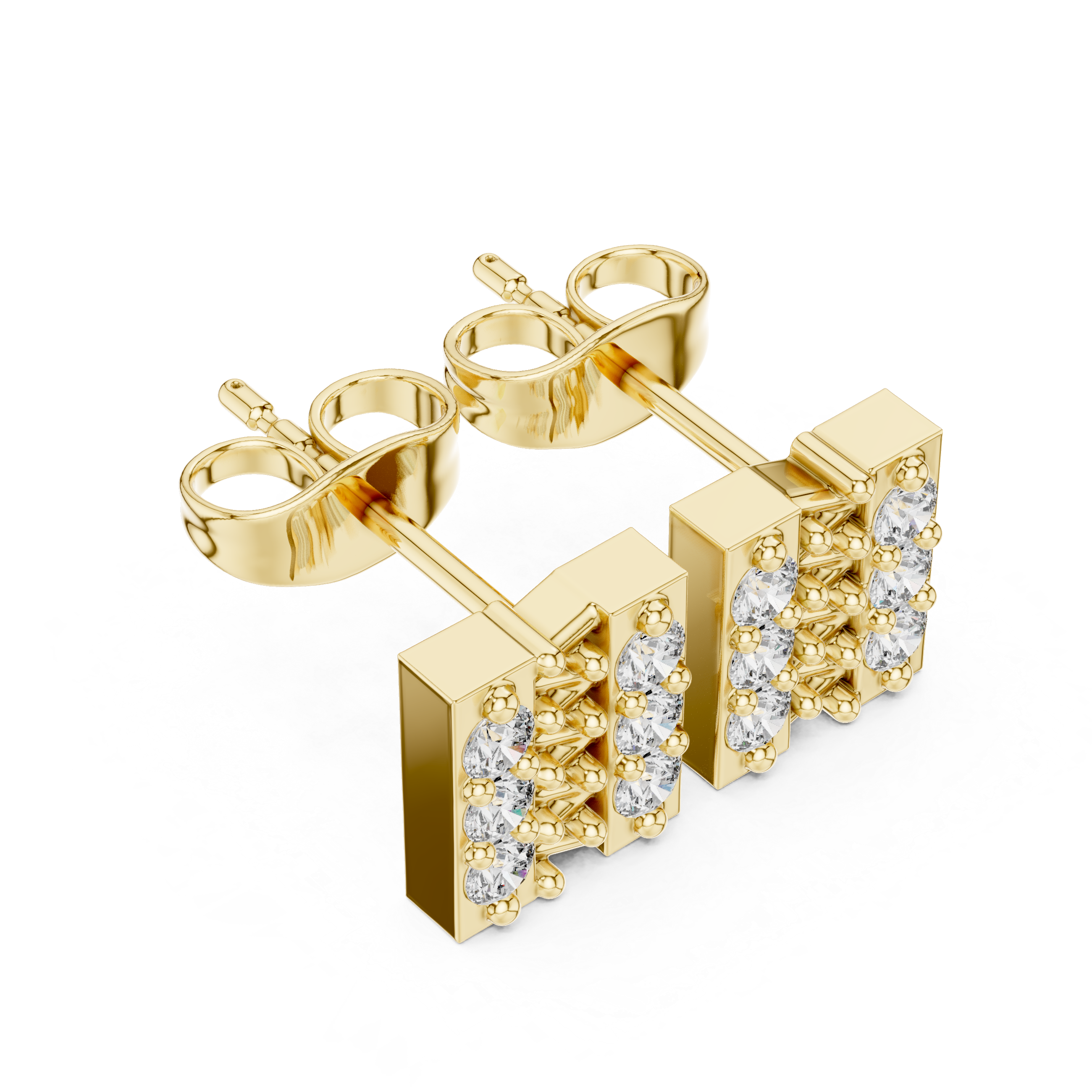 Bar Stud Earrings with Diamond Accents