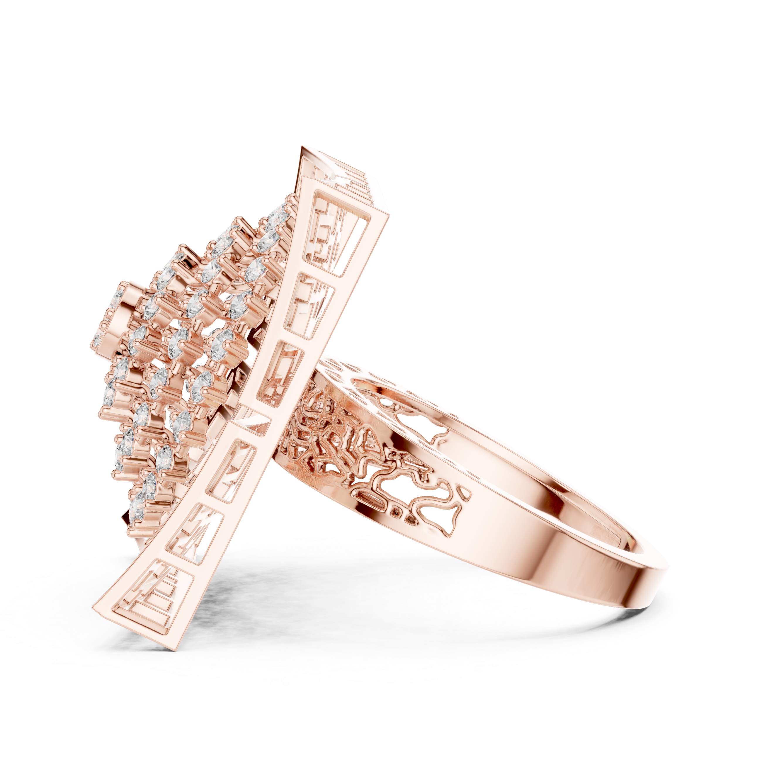 Geometric Statement Ring with Concentric Diamond Circles