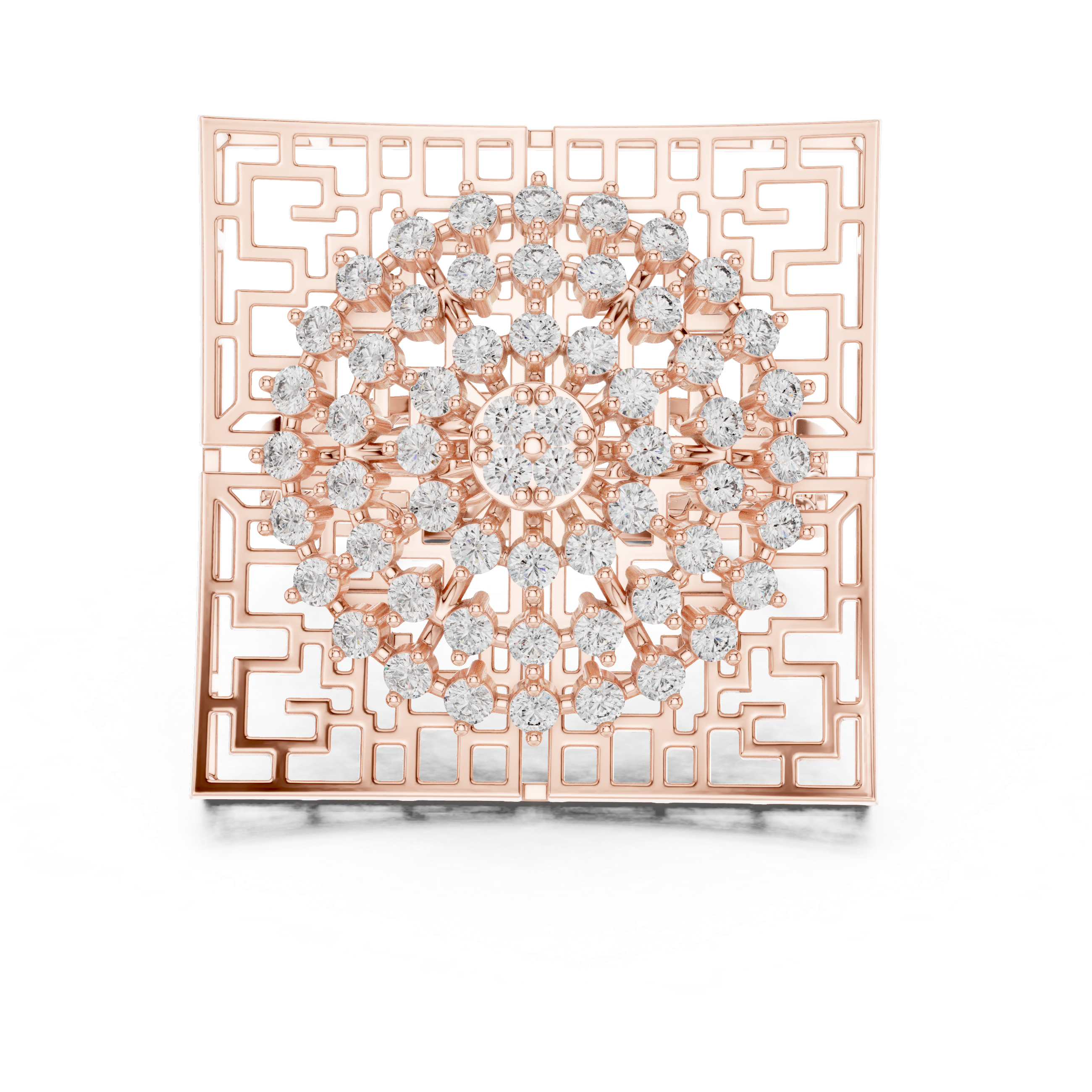 Geometric Statement Ring with Concentric Diamond Circles