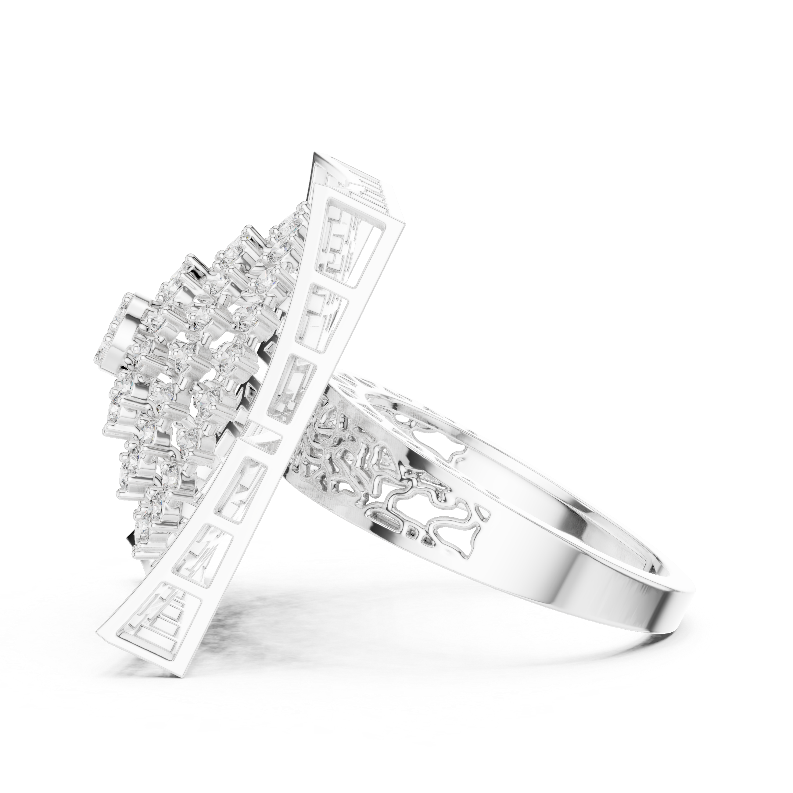 Geometric Statement Ring with Concentric Diamond Circles