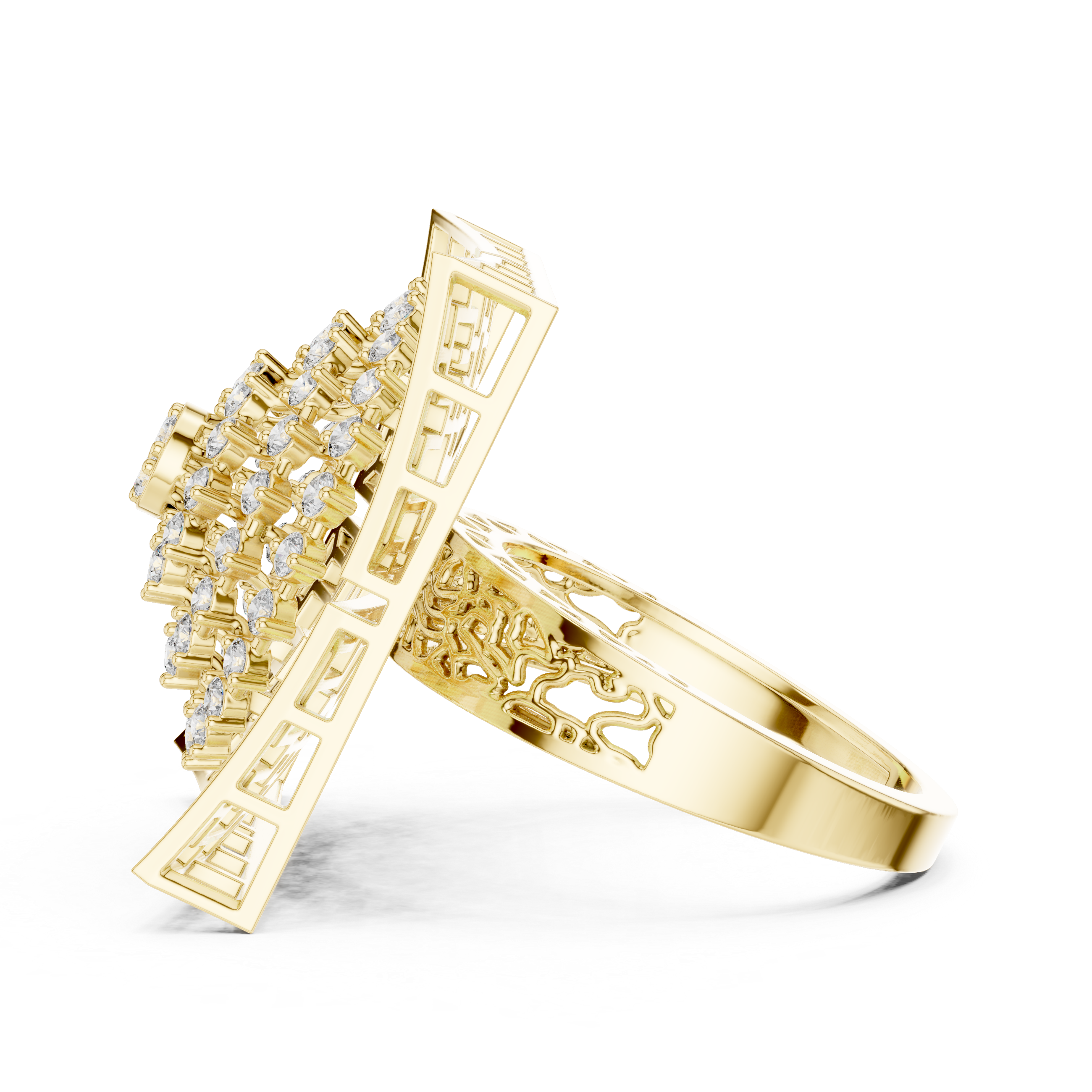 Geometric Statement Ring with Concentric Diamond Circles